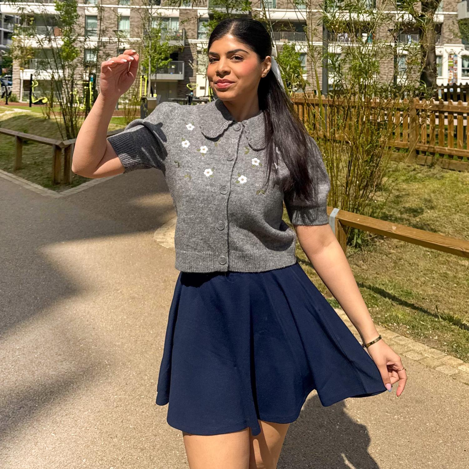 Mini-Flare Skirt - Navy - Image 3