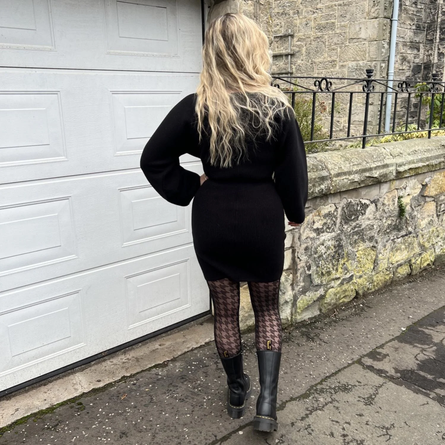 Mini Knitted Cocoon Dress - Black - Image 12