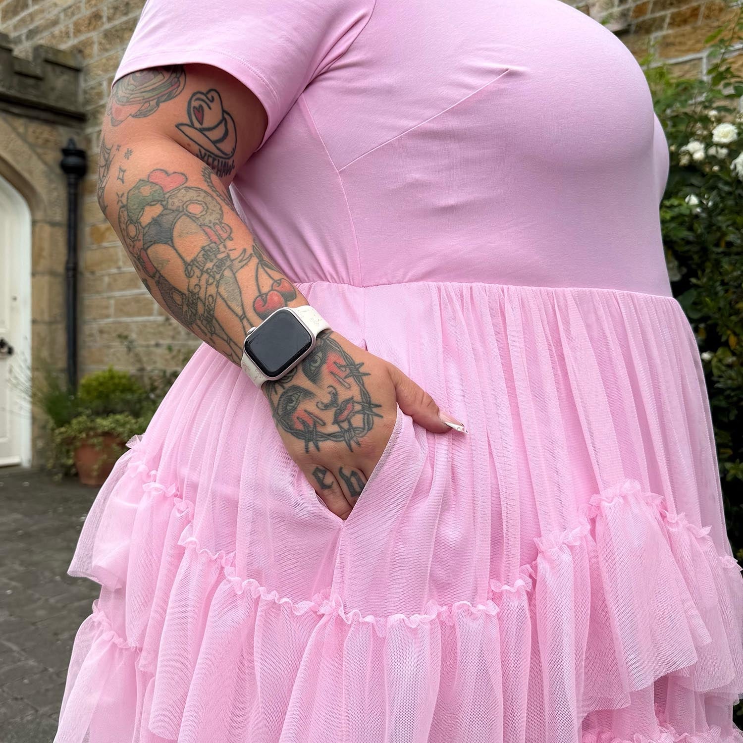 Tee Mesh Dress - Pink Frosting - Image 4