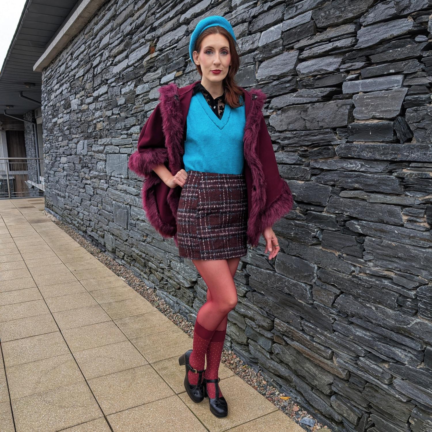 Seoul Chic Faux Sock Tights - Burgundy - Image 10