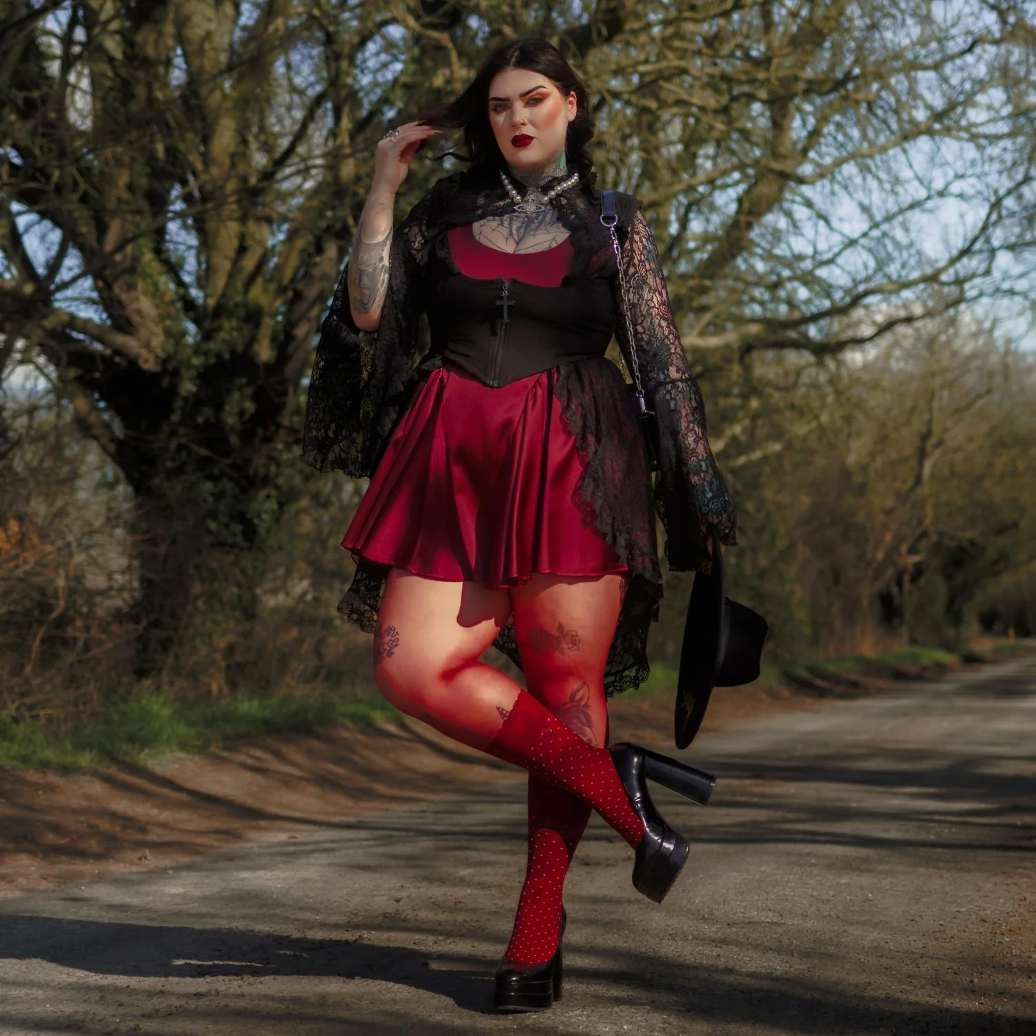 Seoul Chic Faux Sock Tights - Burgundy - Image 13