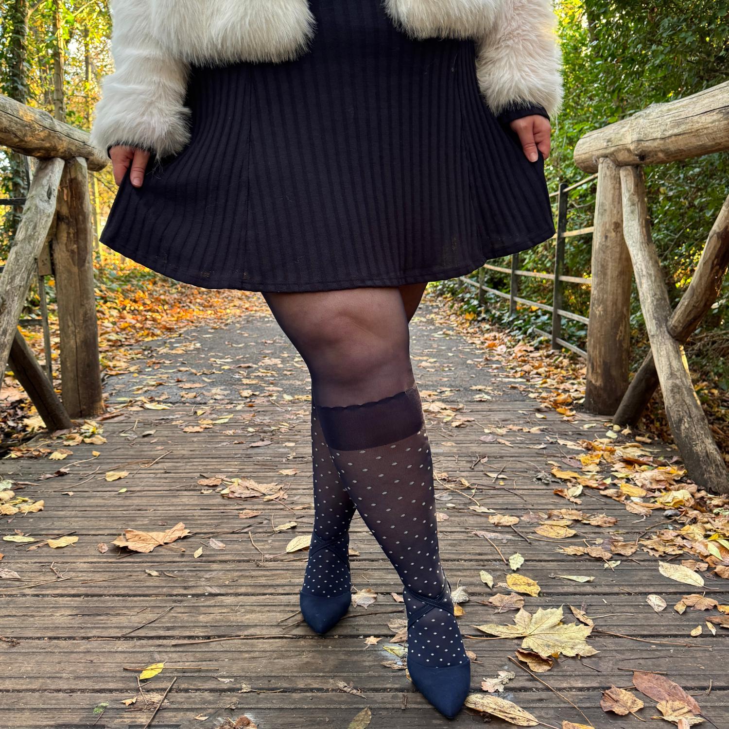Seoul Chic Faux Sock Tights - Navy - Image 10