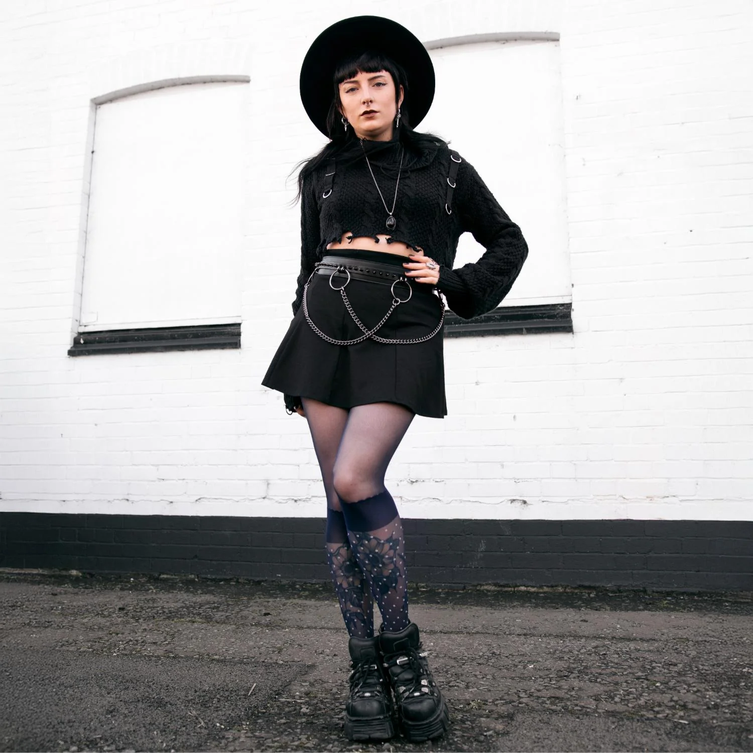 Seoul Chic Faux Sock Tights - Navy - Image 15