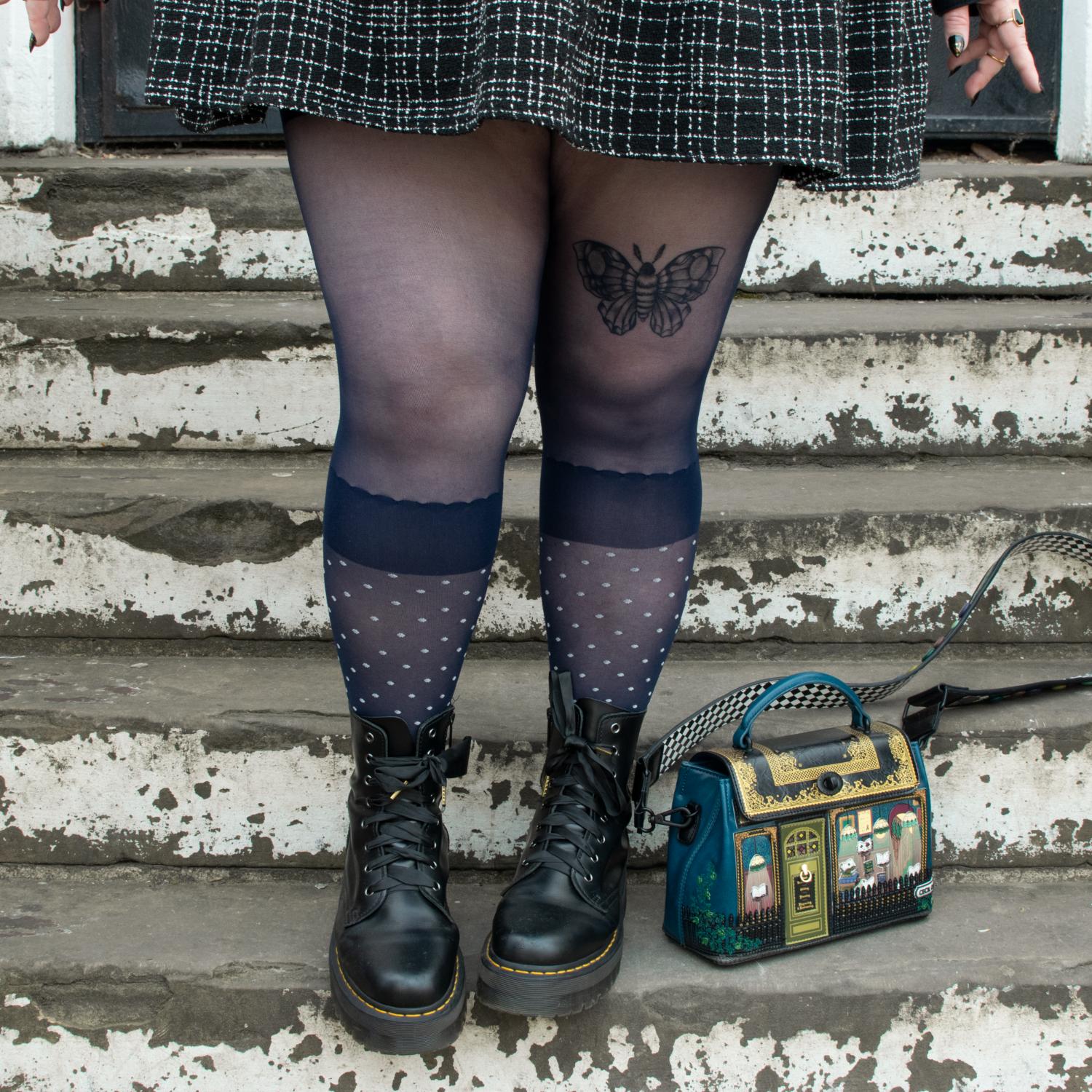 Seoul Chic Faux Sock Tights - Navy - Image 16
