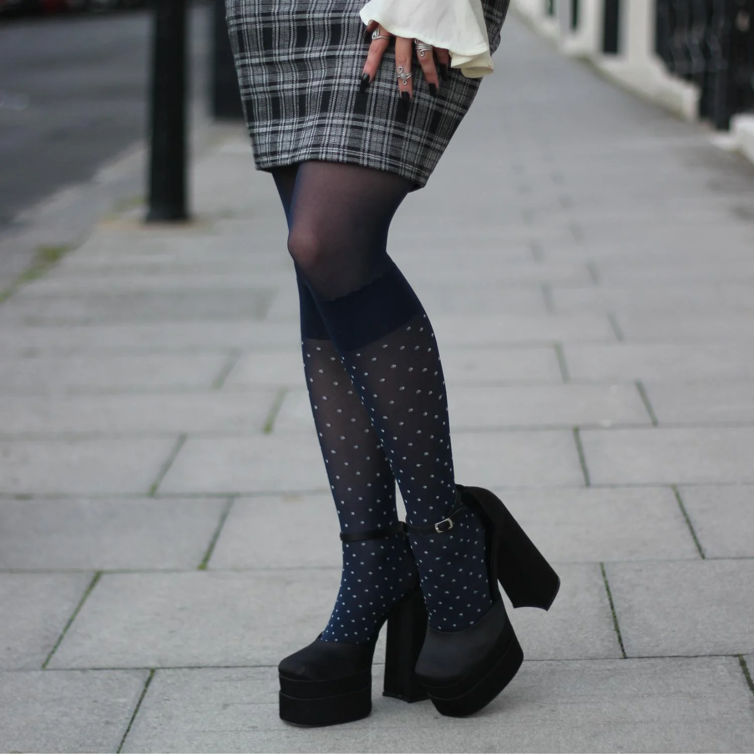 Seoul Chic Faux Sock Tights - Navy - Image 17
