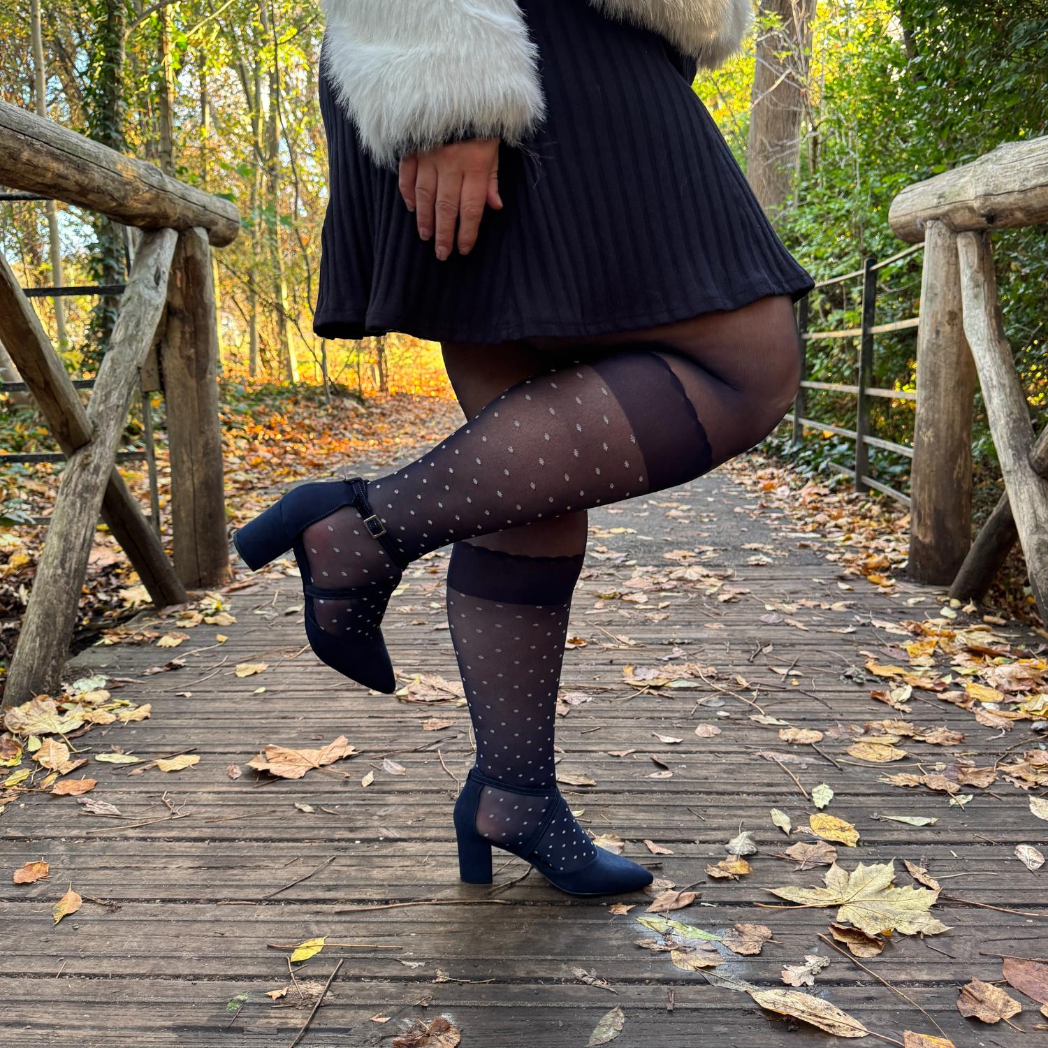 Seoul Chic Faux Sock Tights - Navy - Image 18