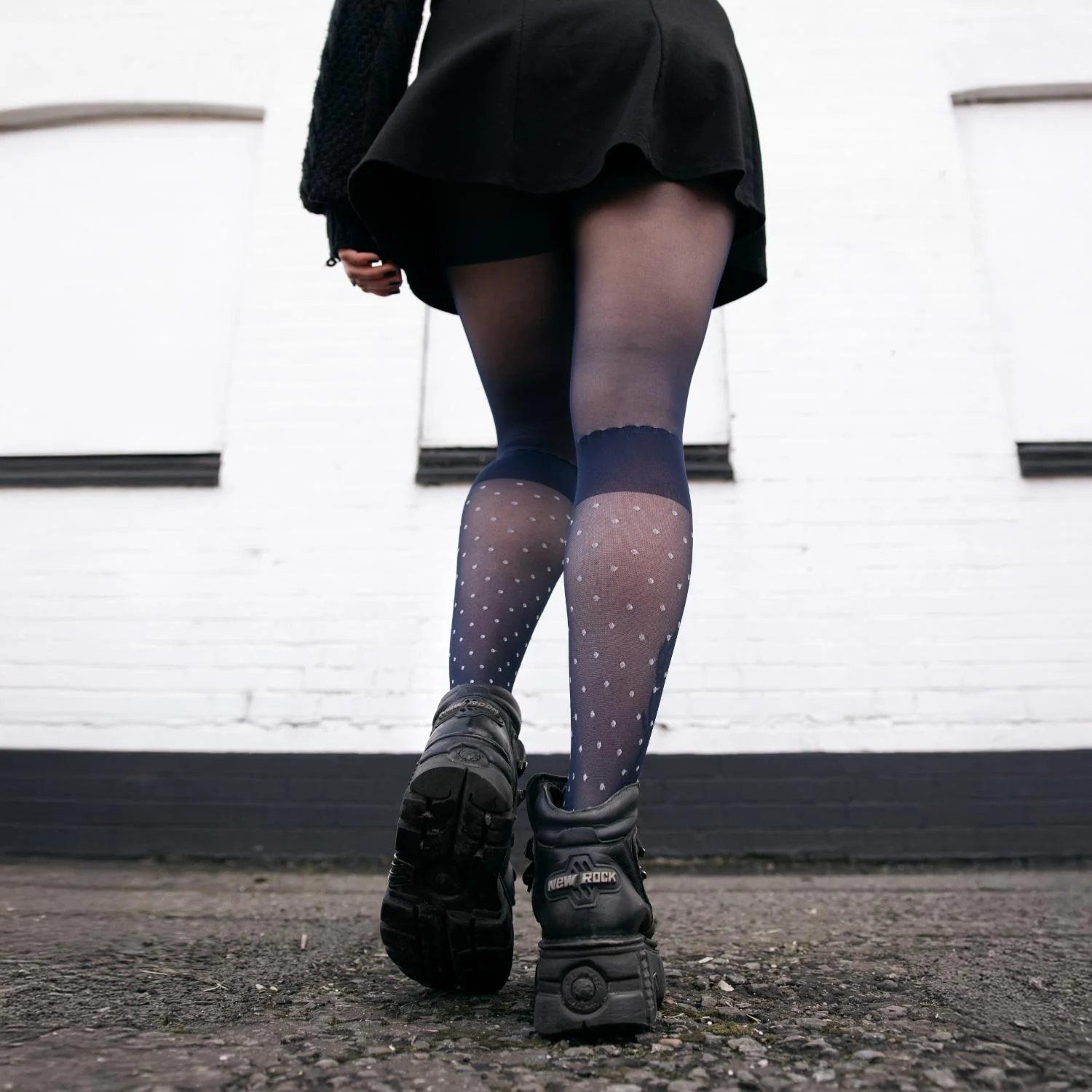 Seoul Chic Faux Sock Tights - Navy - Image 6