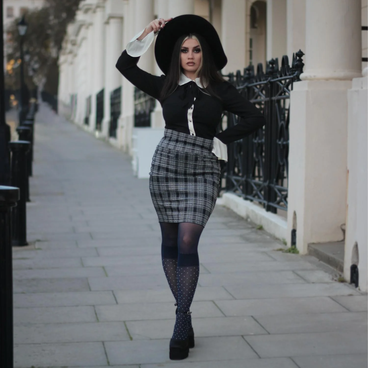 Seoul Chic Faux Sock Tights - Navy - Image 7