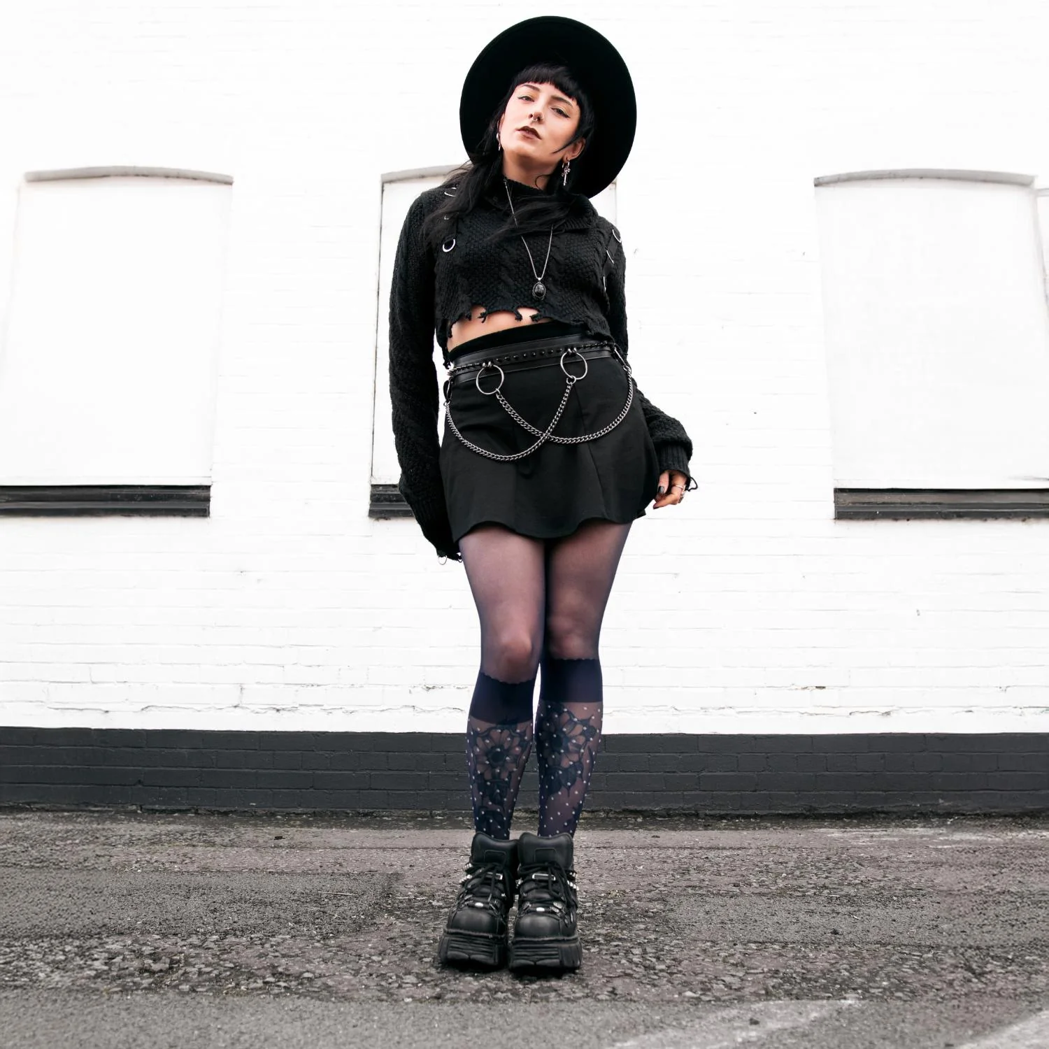 Seoul Chic Faux Sock Tights - Navy - Image 9