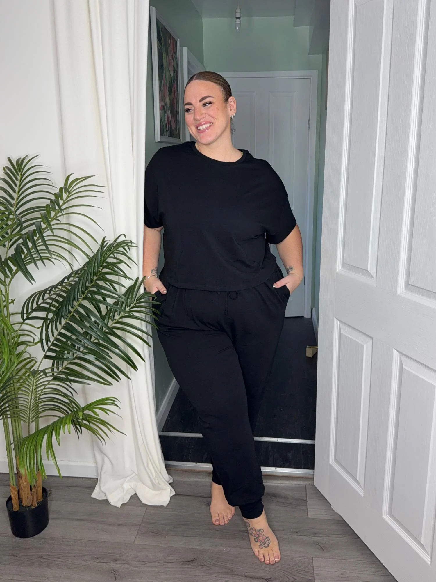 Organic Cotton PJ Bottoms - Plain Black - Image 5