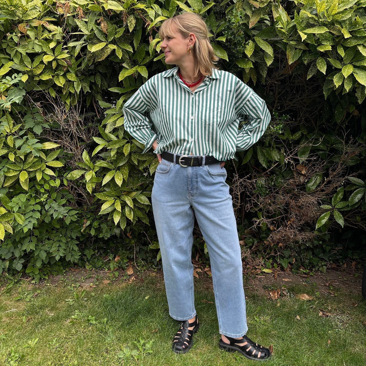 Organic Mom Jeans - Aegean - Image 6