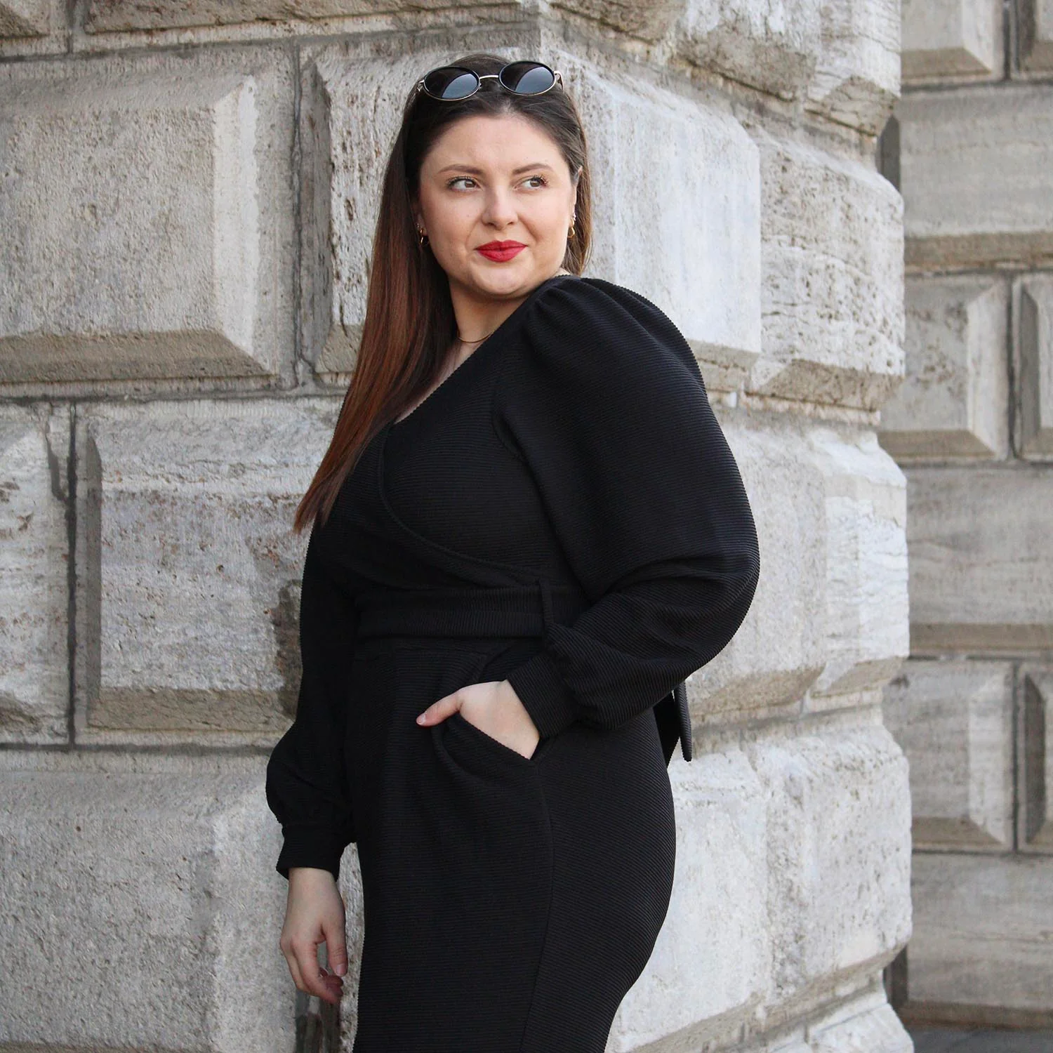 Ottoman Long Sleeve Wrap Jumpsuit - Black - Image 10