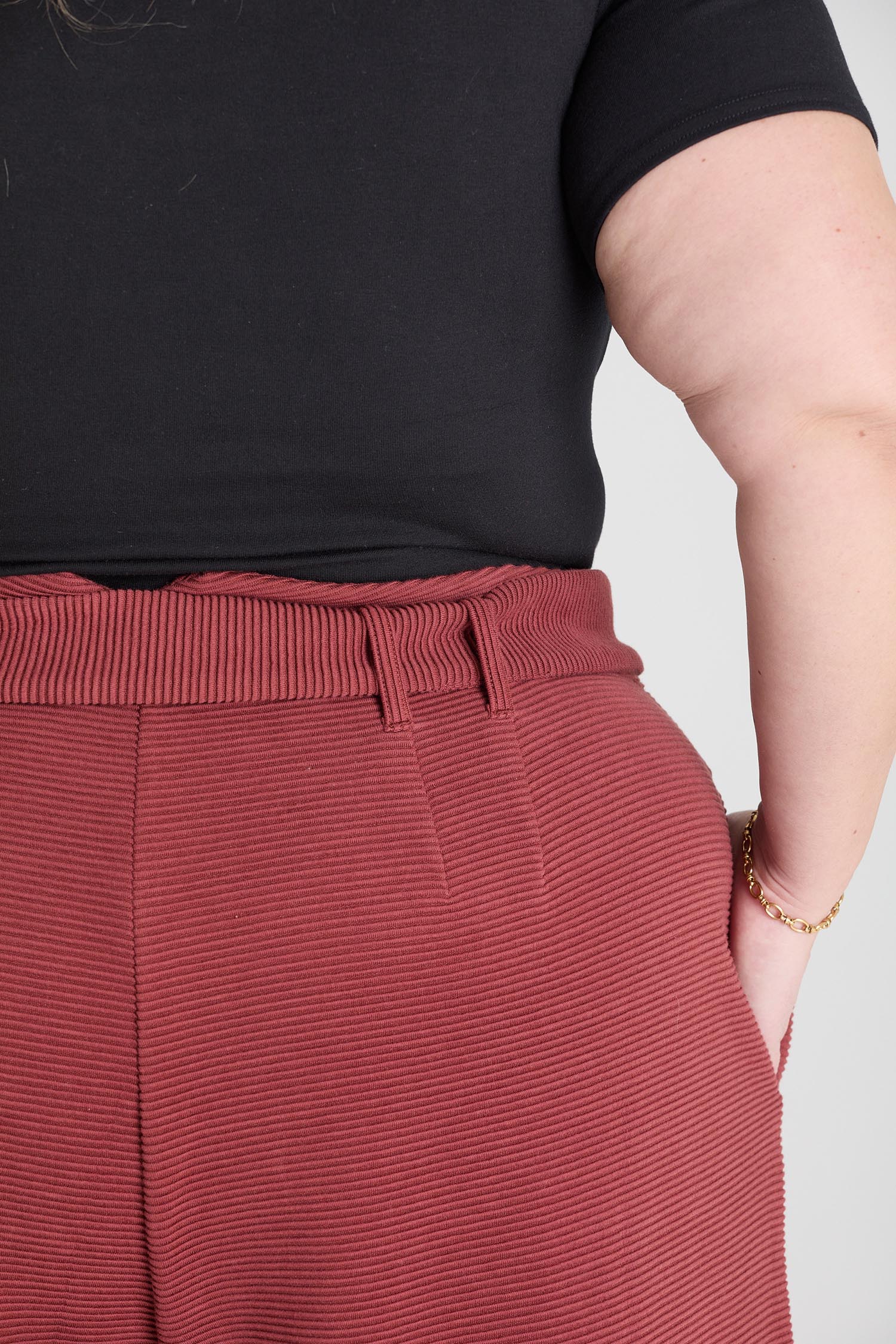 Ottoman Wide Leg Tailored Trousers - Cinnamon - Image 10
