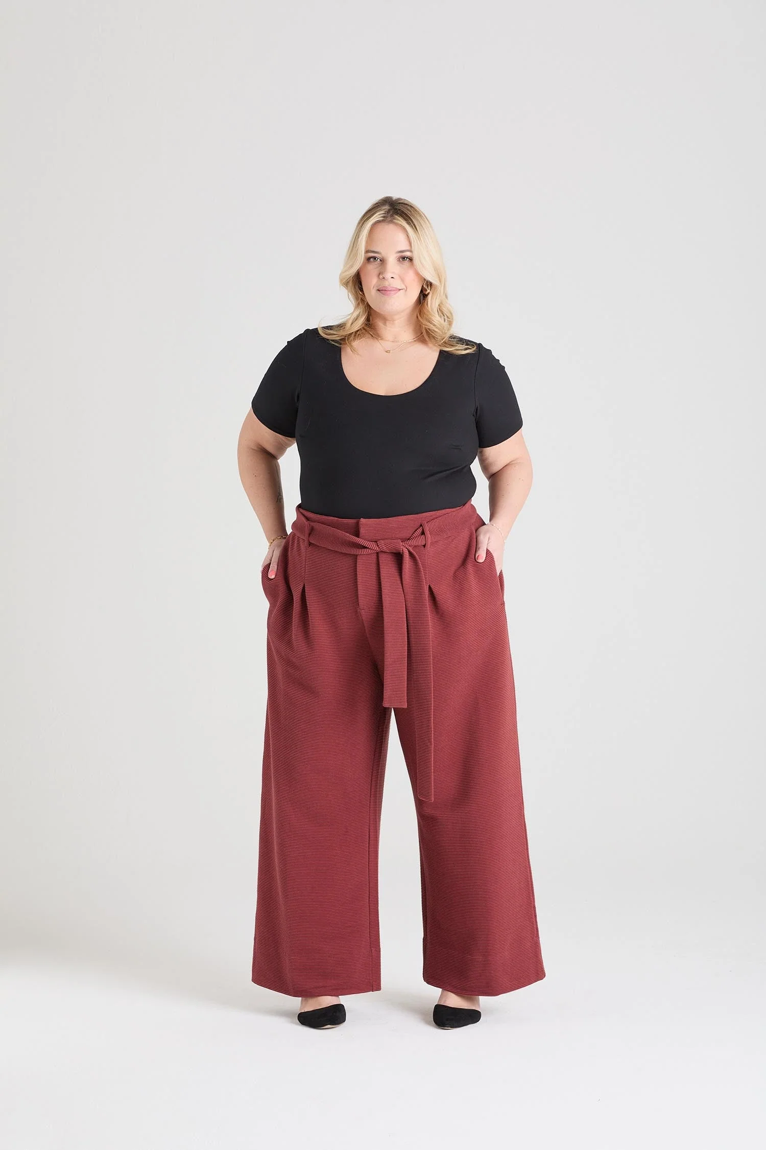 Ottoman Wide Leg Tailored Trousers - Cinnamon - Image 11