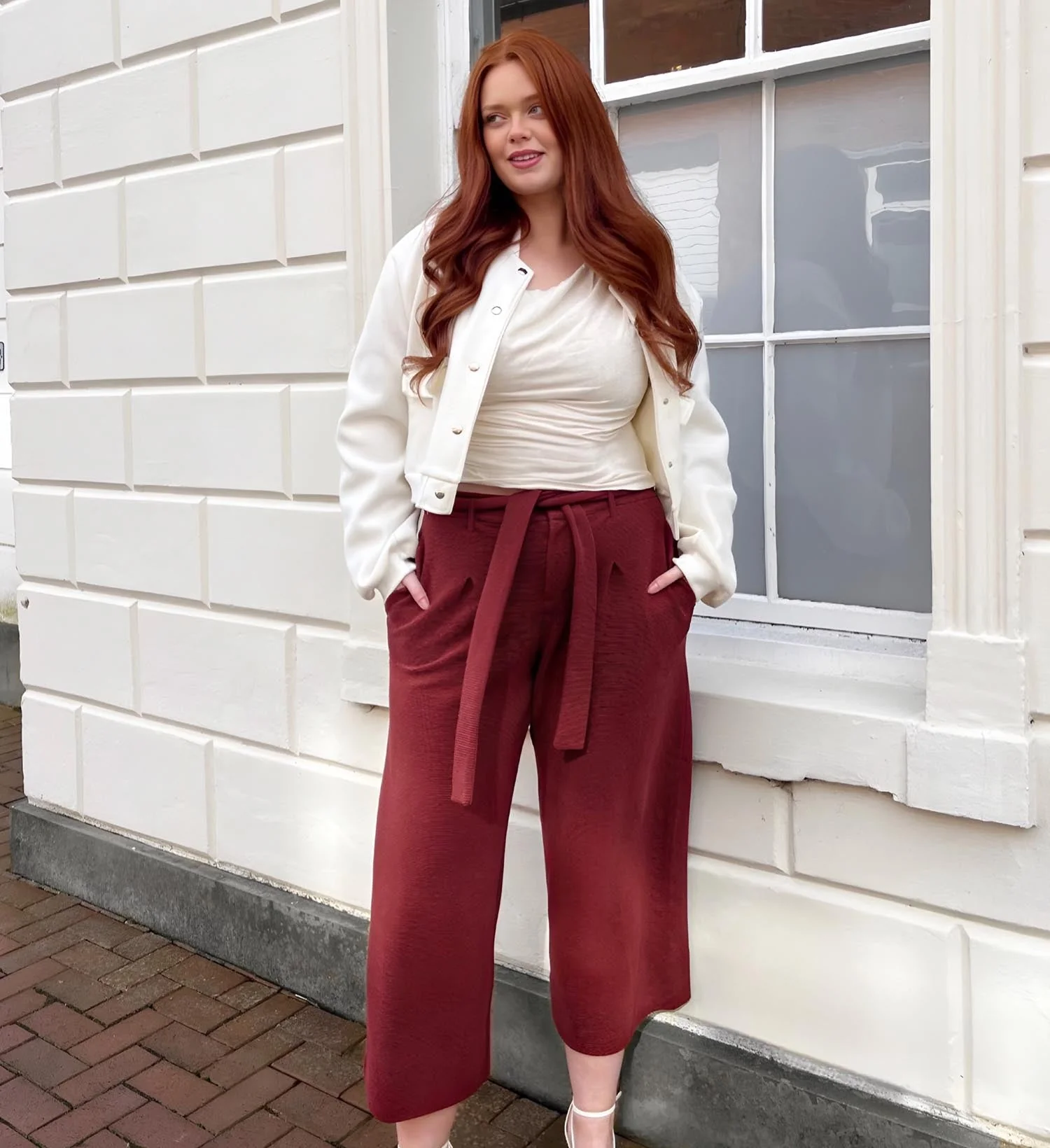 Ottoman Wide Leg Tailored Trousers - Cinnamon - Image 3