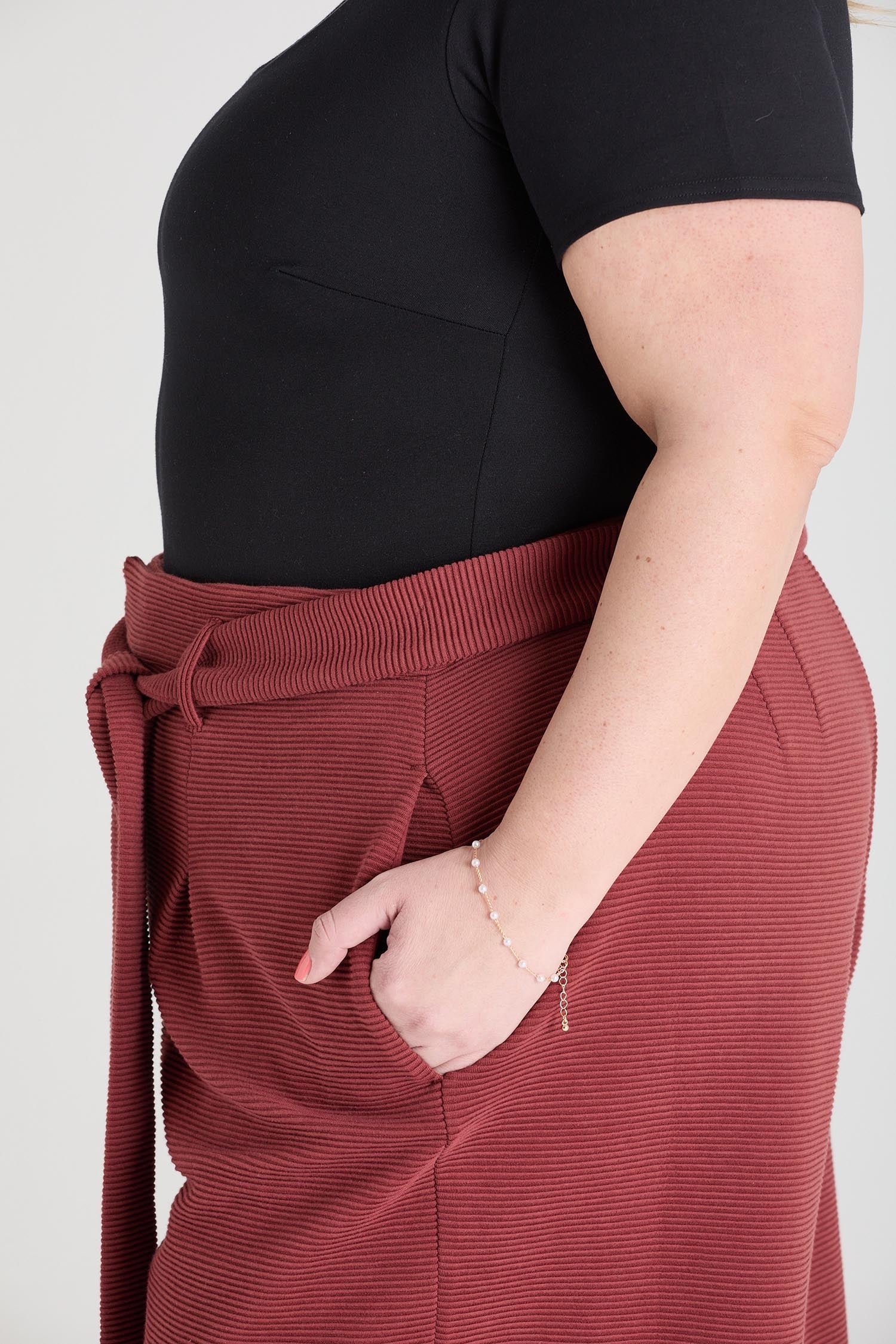 Ottoman Wide Leg Tailored Trousers - Cinnamon - Image 5