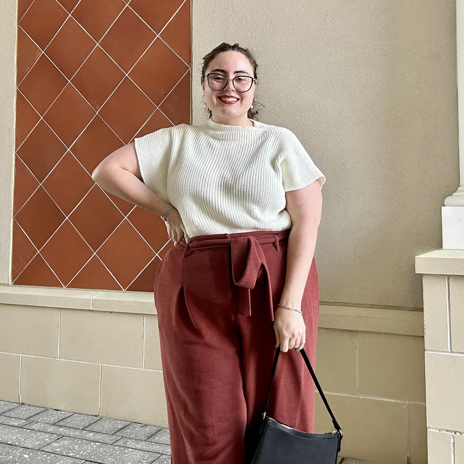 Ottoman Wide Leg Tailored Trousers - Cinnamon - Image 6