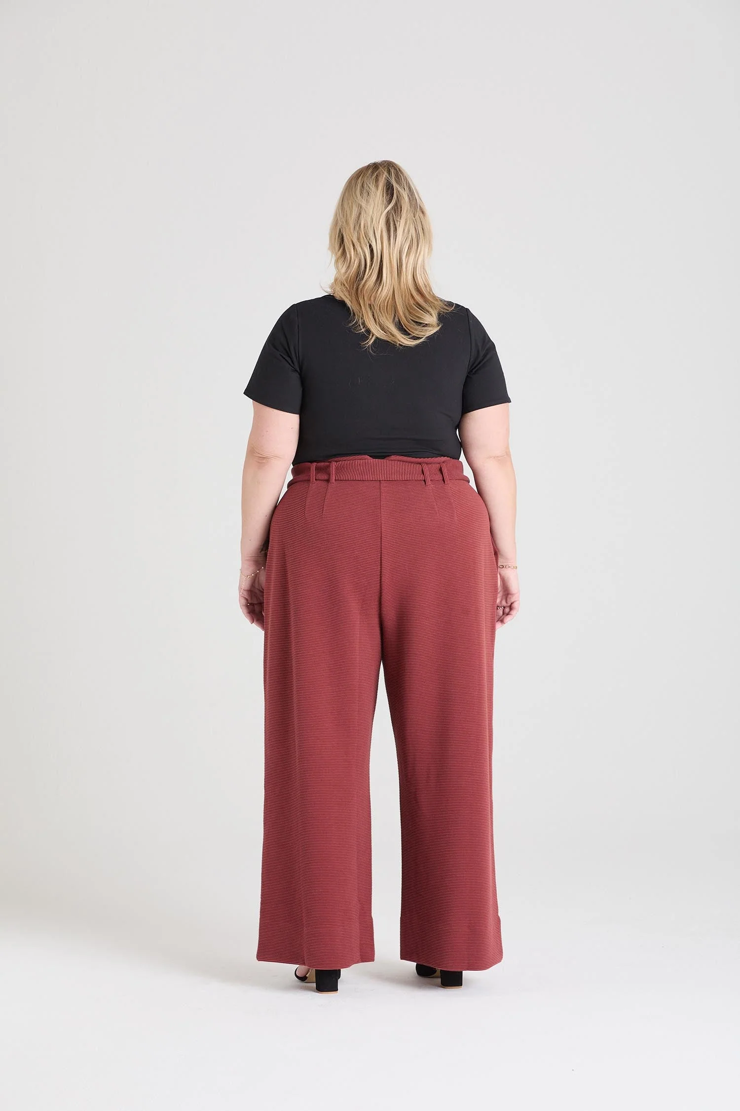 Ottoman Wide Leg Tailored Trousers - Cinnamon - Image 7