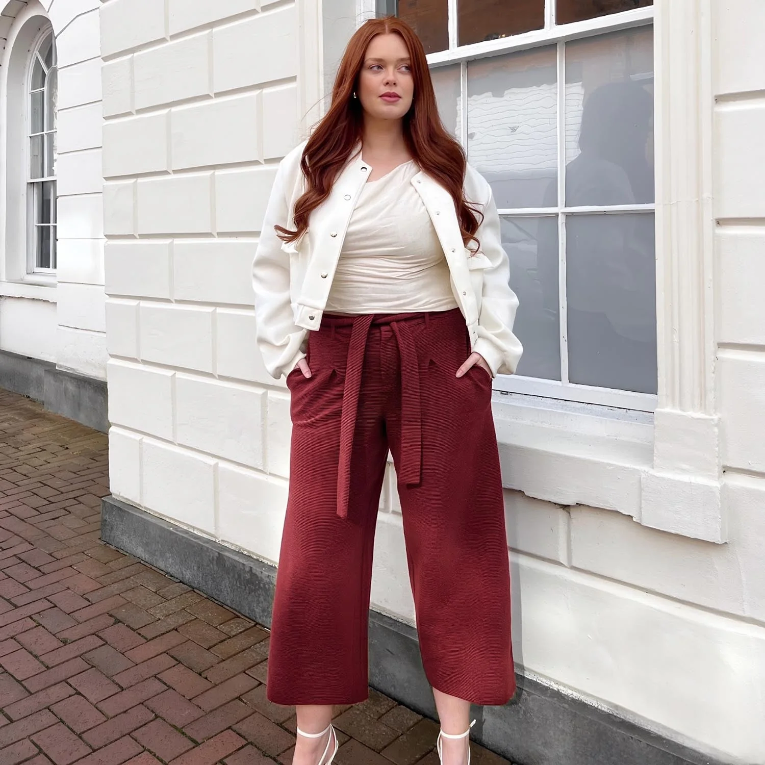 Ottoman Wide Leg Tailored Trousers - Cinnamon - Image 8