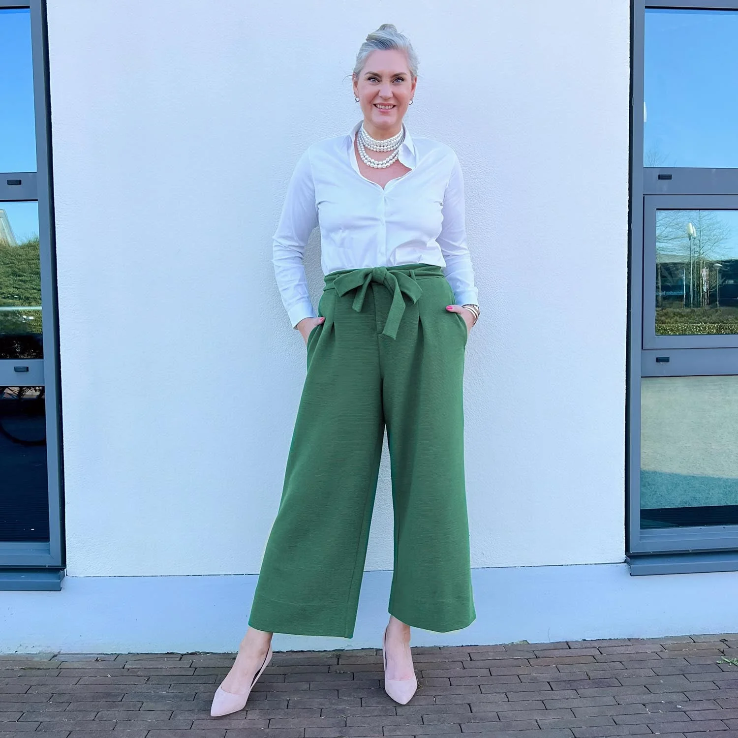 Ottoman Wide Leg Tailored Trousers  - Petit Pois - Image 8