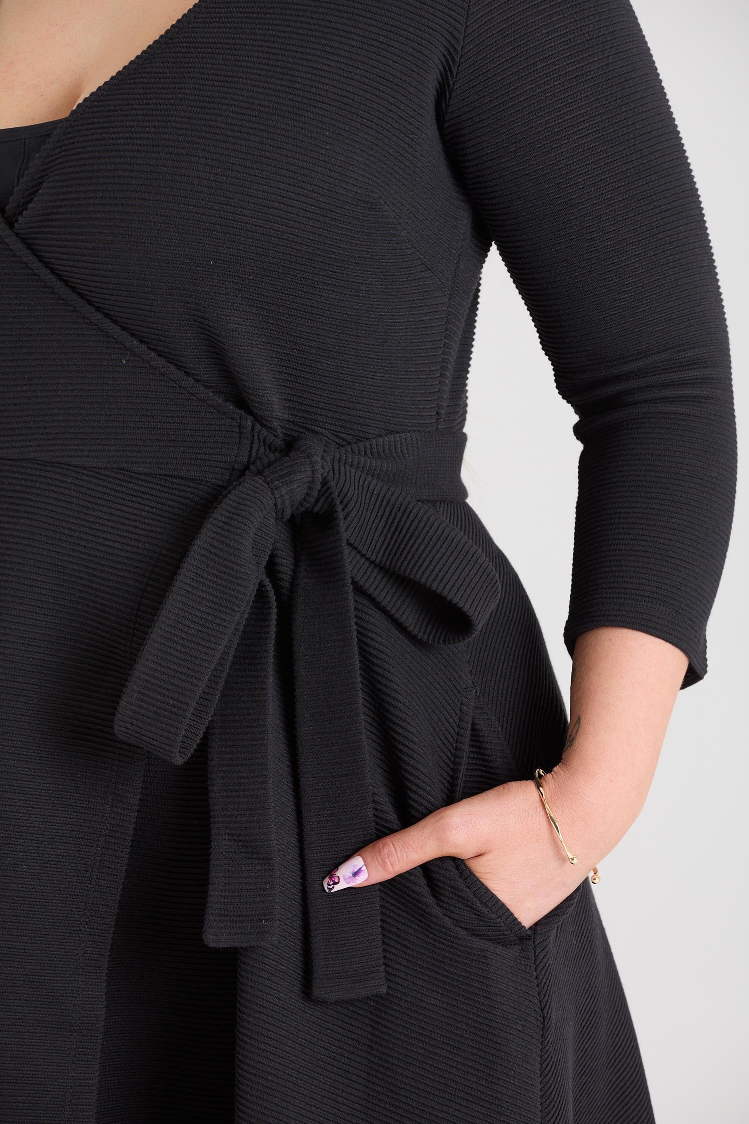 Ottoman Wrap Around Dress - Black - Image 2
