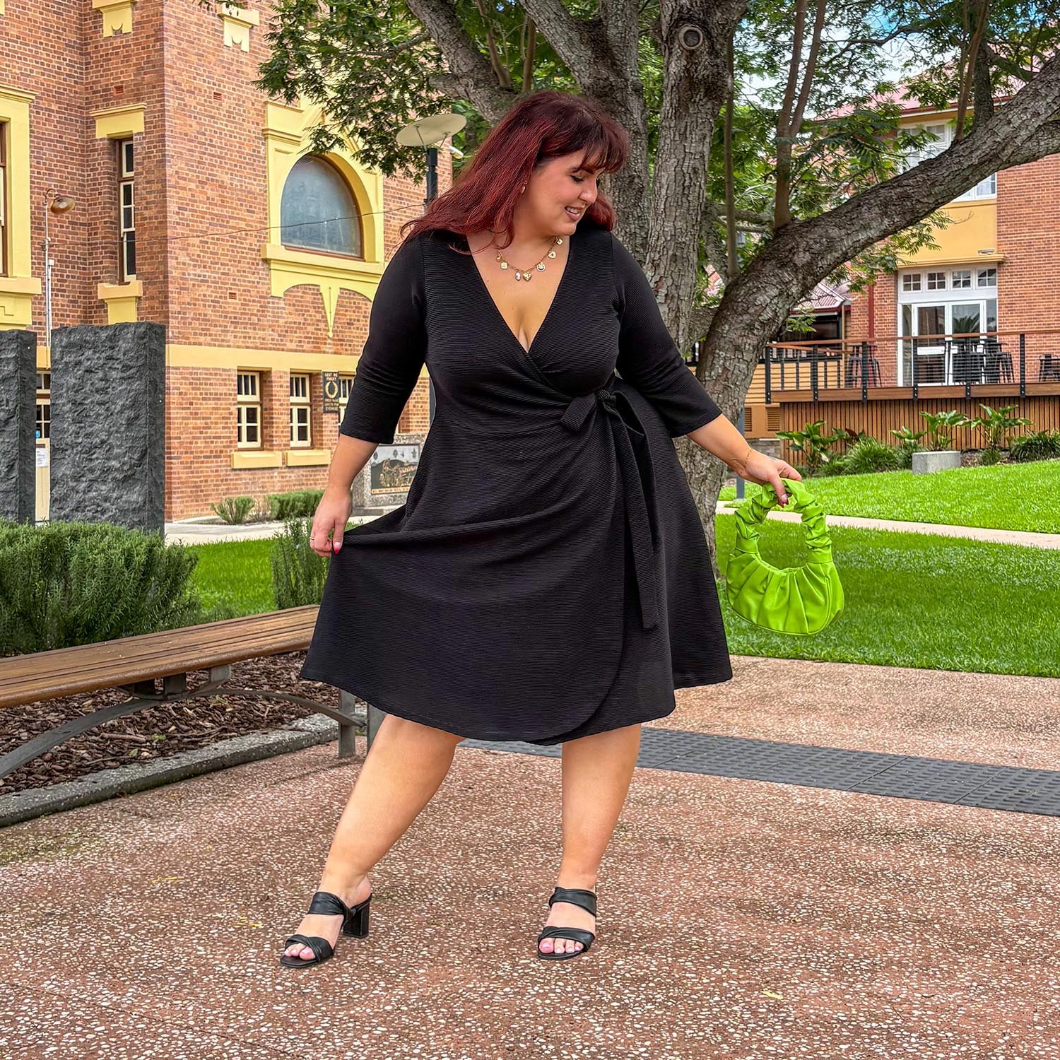 Ottoman Wrap Around Dress - Black - Image 3