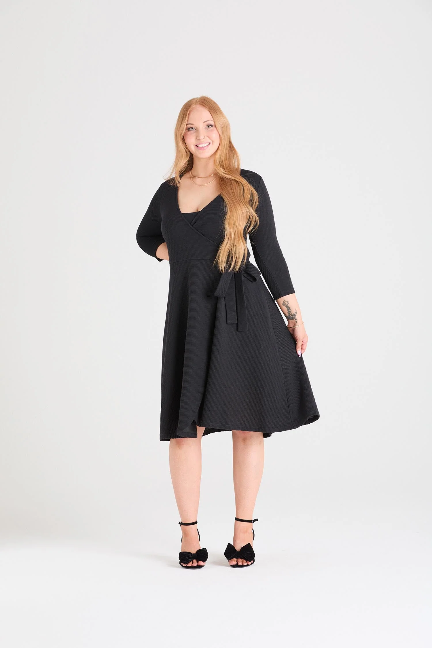 Ottoman Wrap Around Dress - Black - Image 4