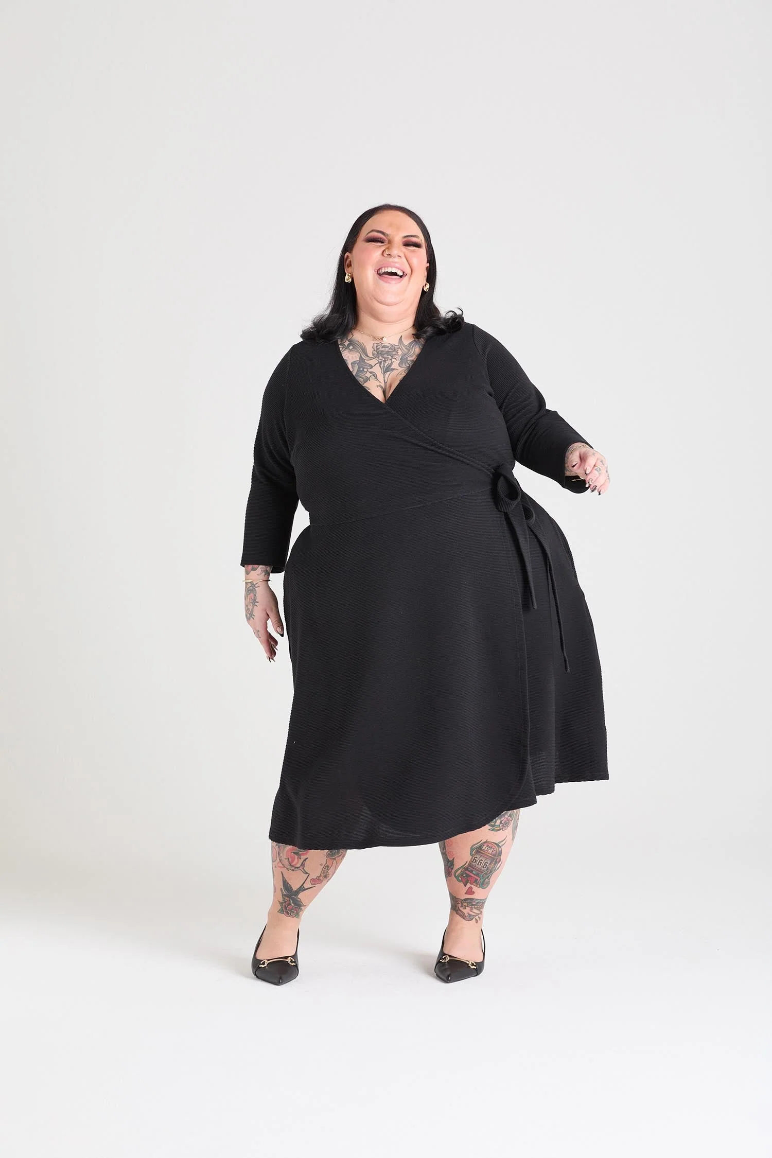 Ottoman Wrap Around Dress - Black - Image 5