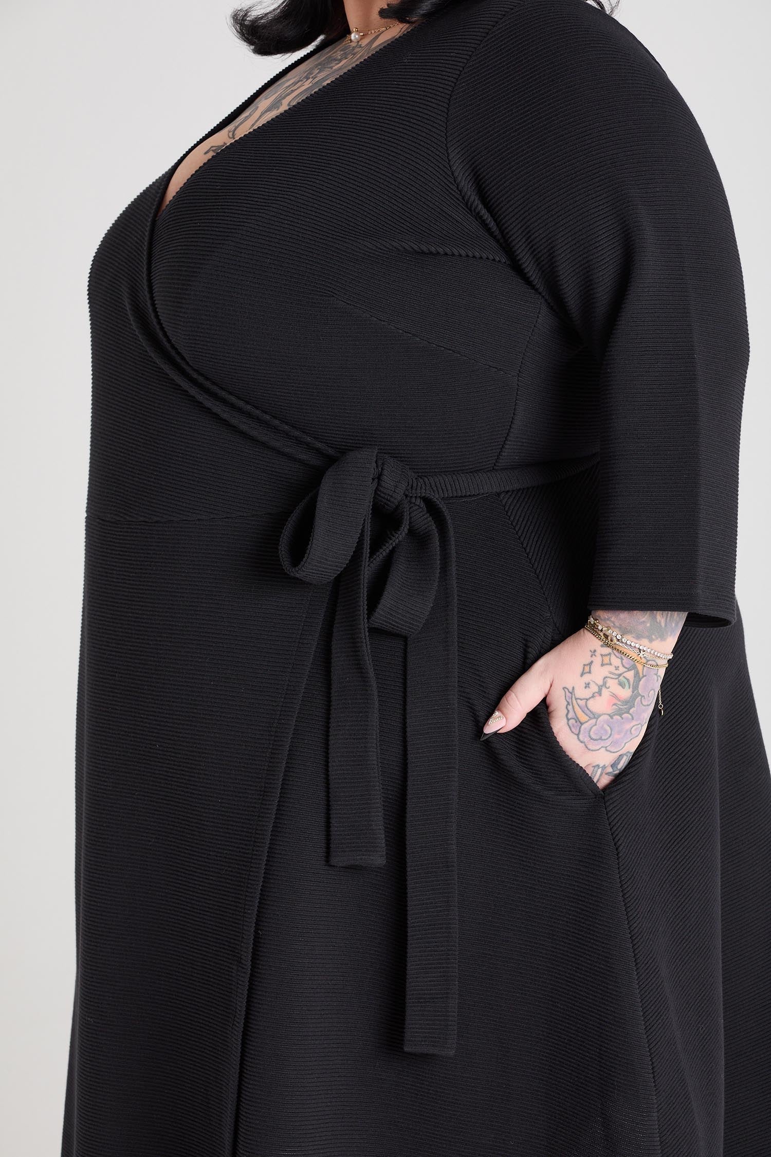 Ottoman Wrap Around Dress - Black - Image 9