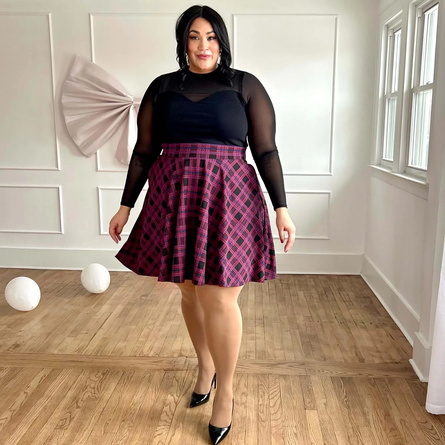 Plaid Flare Skirt - Ember - Image 3