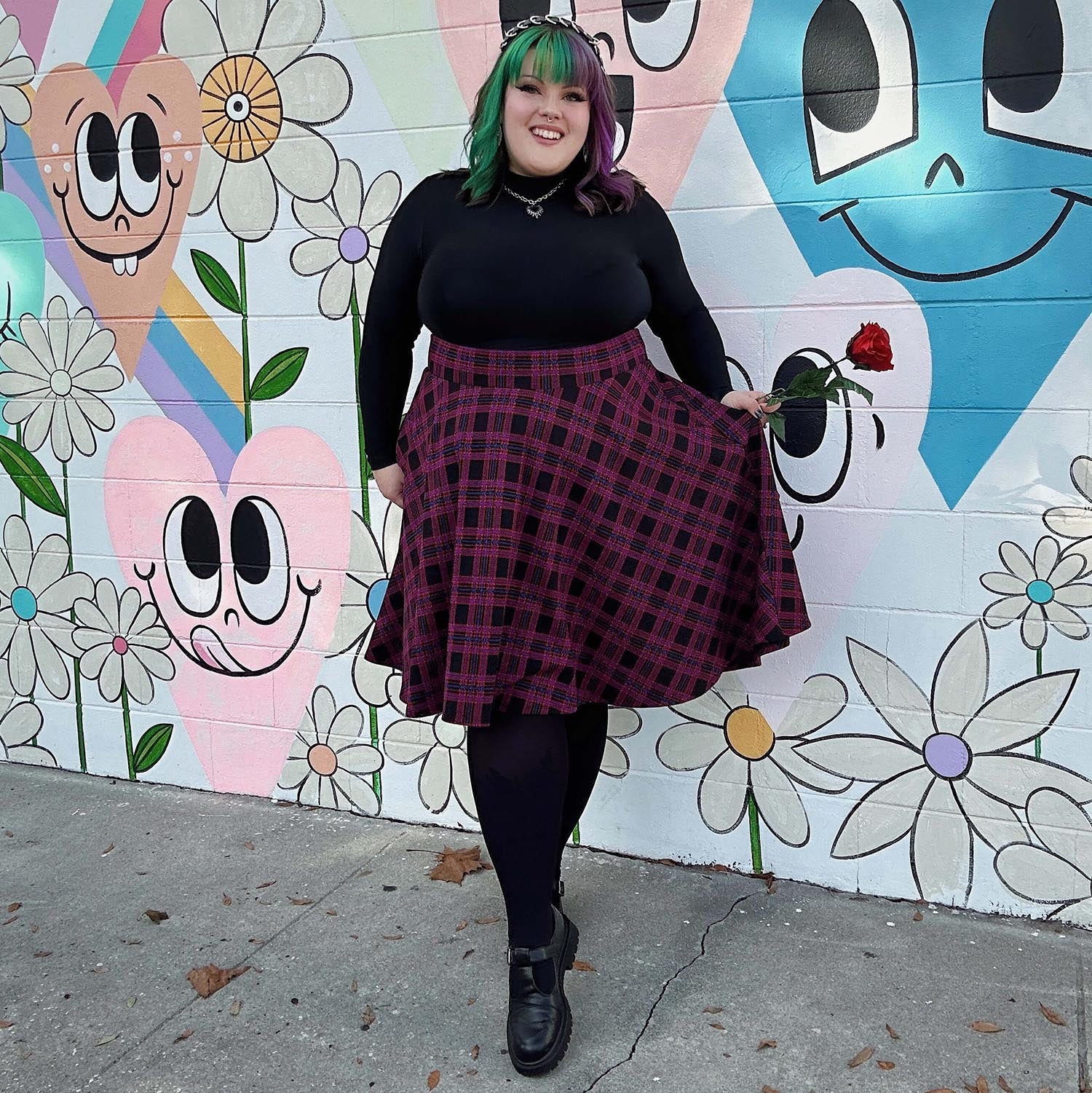Plaid Flare Skirt - Ember - Image 5