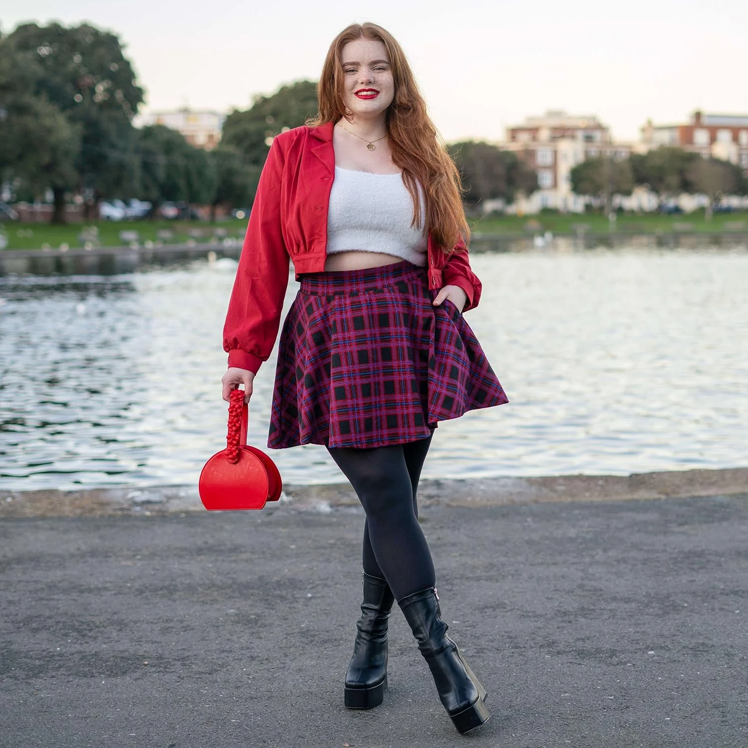 Plaid Mini-Flare Skirt - Ember - Image 5