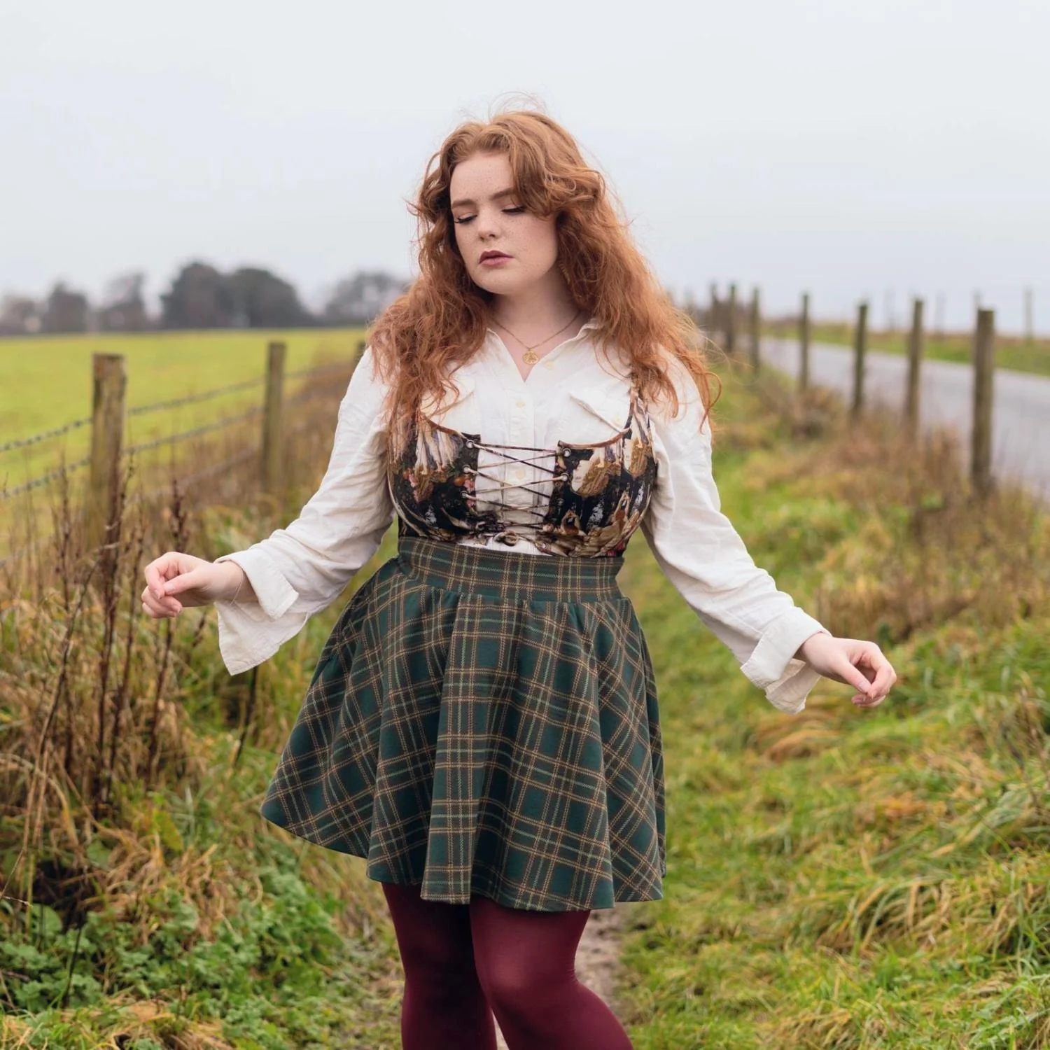 Plaid Mini-Flare Skirt - Glenfern - Image 6
