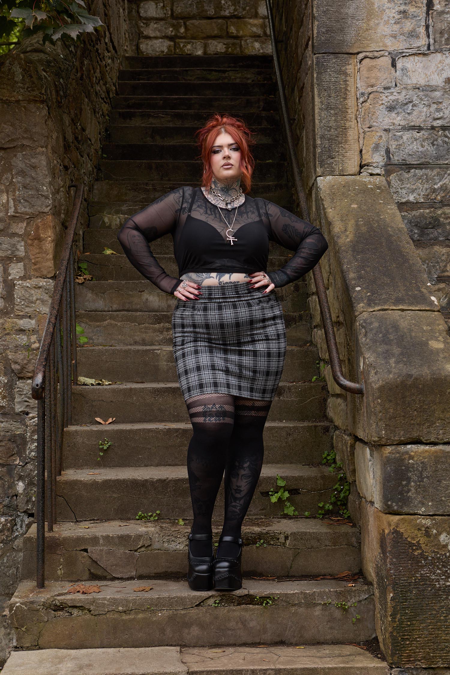 Plaid Mini Skirt - Black & Grey - Image 12