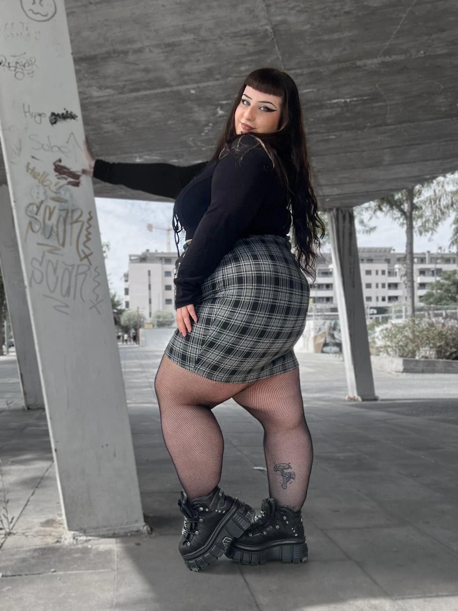 Plaid Mini Skirt - Black & Grey - Image 4