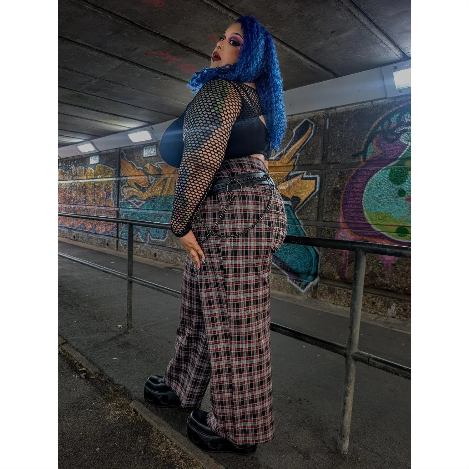 Plaid Wide-Leg Trousers - Bonnie - Image 4