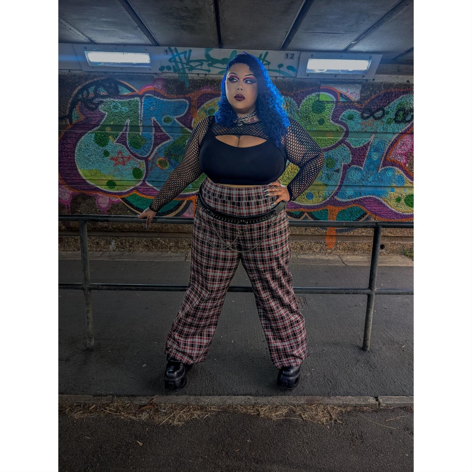 Plaid Wide-Leg Trousers - Bonnie - Image 7