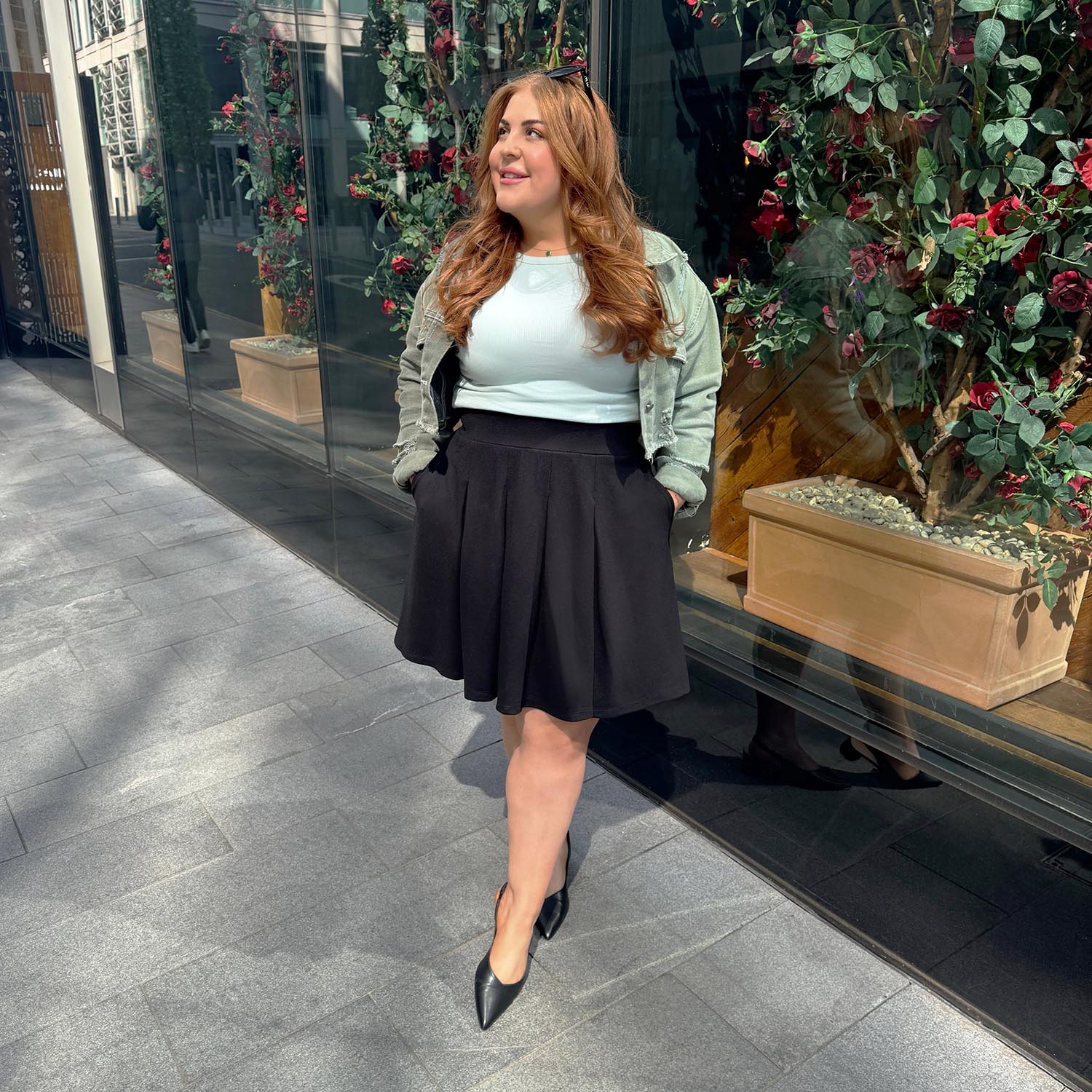 Petal Pleated Skirt - Black - Image 8