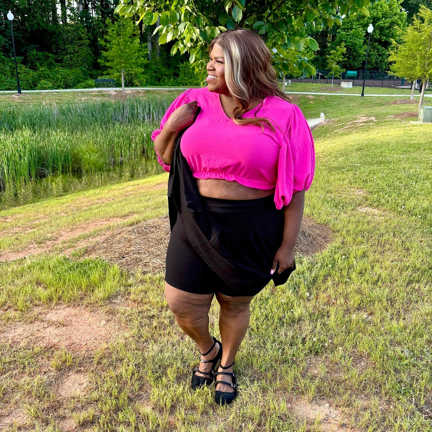 Petal Pleated Skort - Black - Image 3