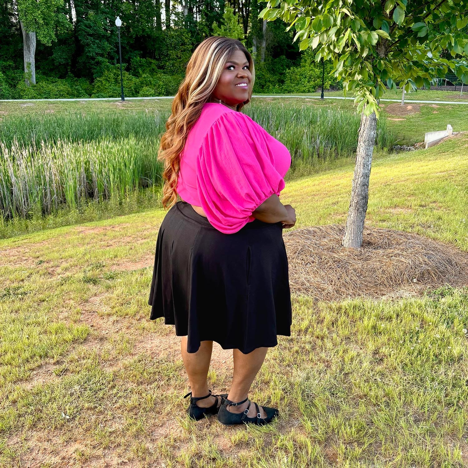 Petal Pleated Skort - Black - Image 5