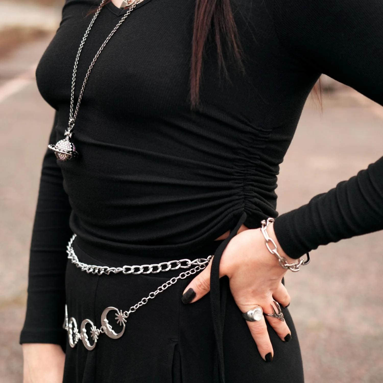 Ruched Rib Top - Black - Image 4