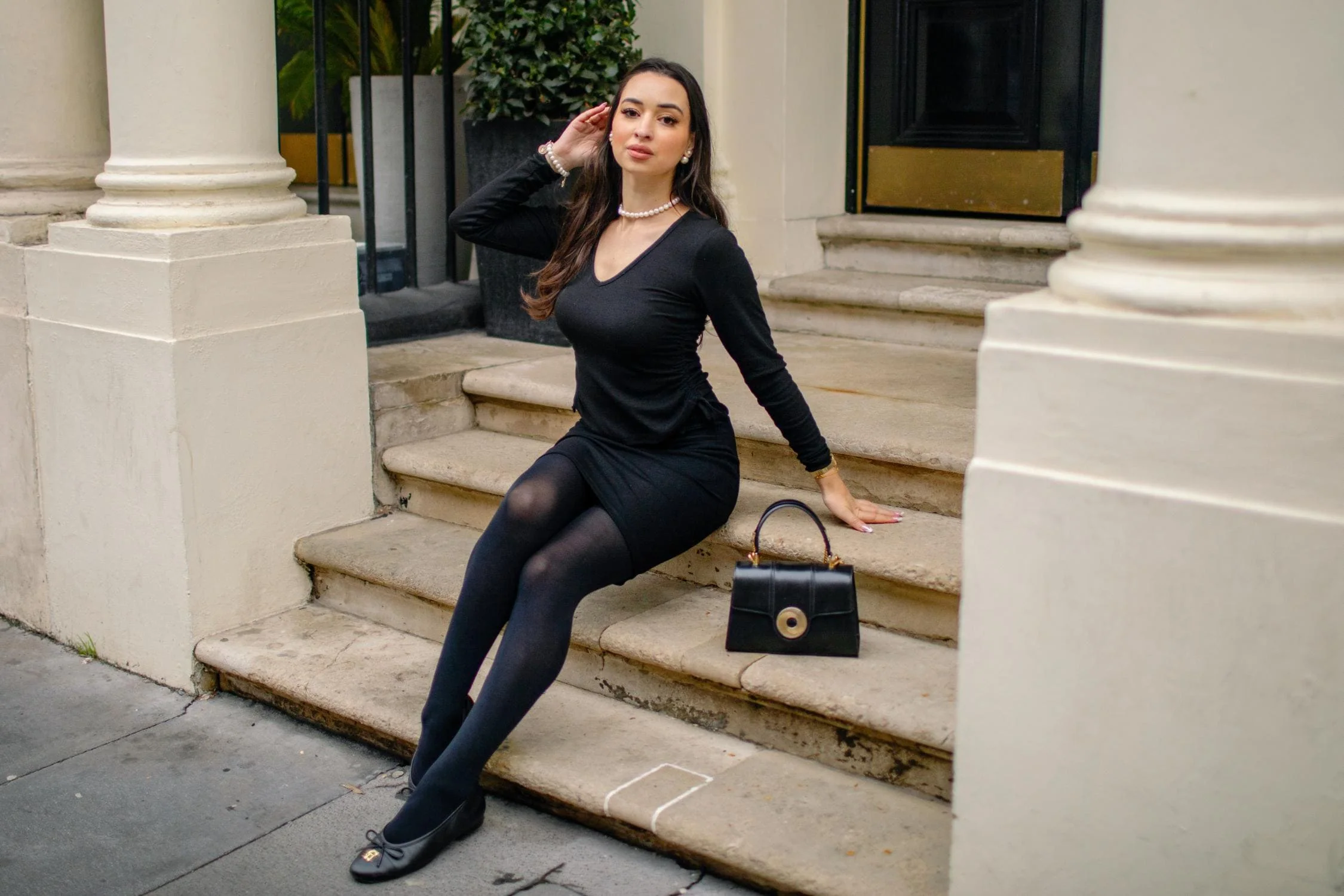 Ruched Rib Top - Black - Image 7