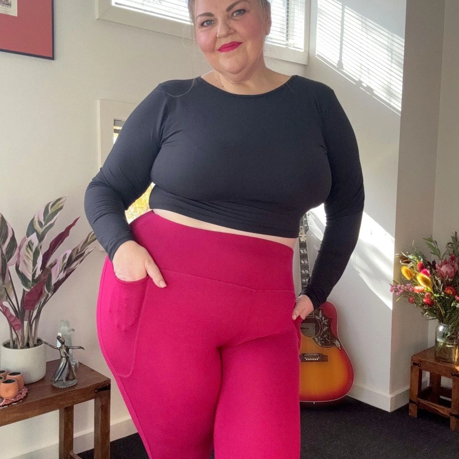Squat Proof Leggings (Short) - Raspberry Pie - Image 3
