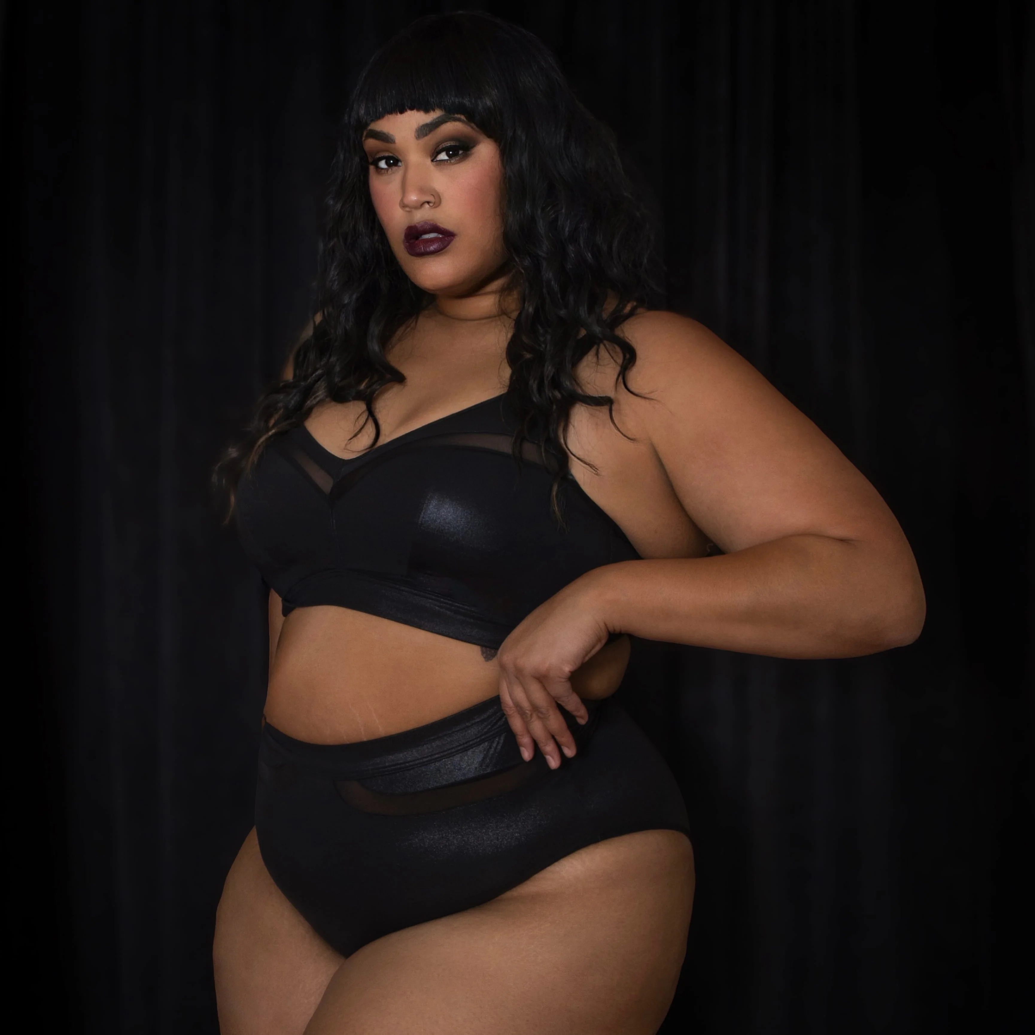 Siren Faux Leather Full Briefs - Black - Image 2