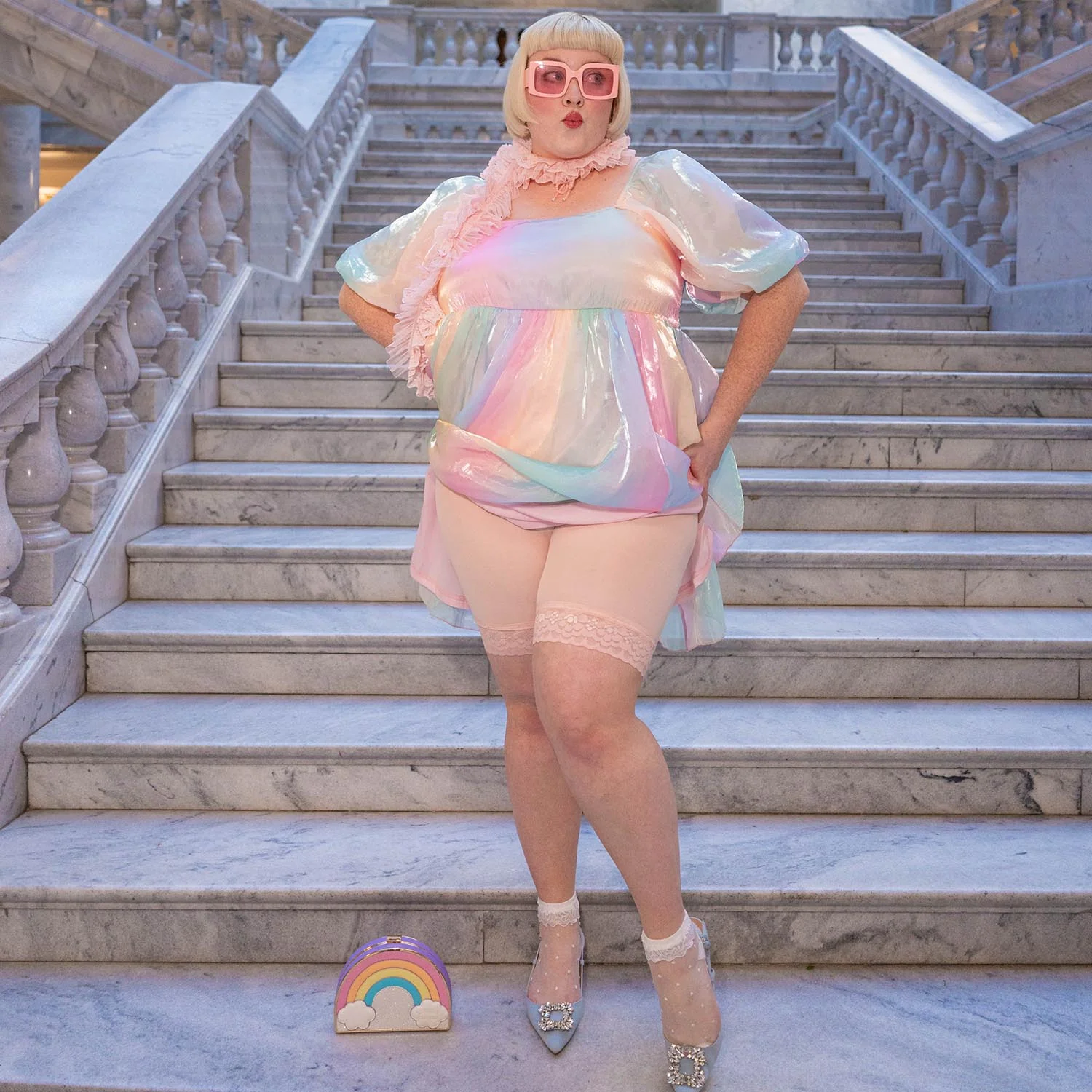 Lace Stay Cool Chub Rub Shorts - Ballet Pink - Image 3
