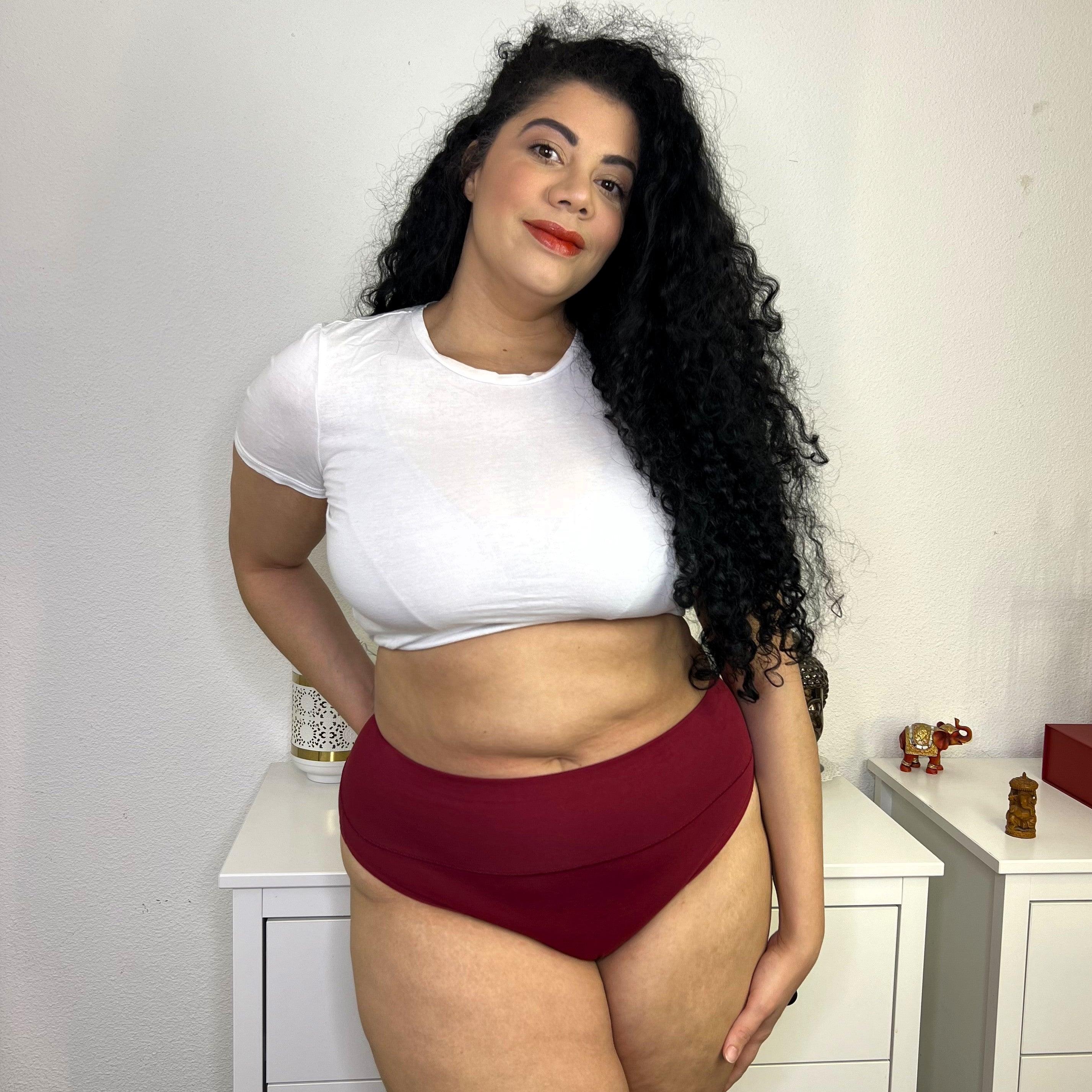 Organic Cotton Super High Leg Knickers - Blood red - Image 6