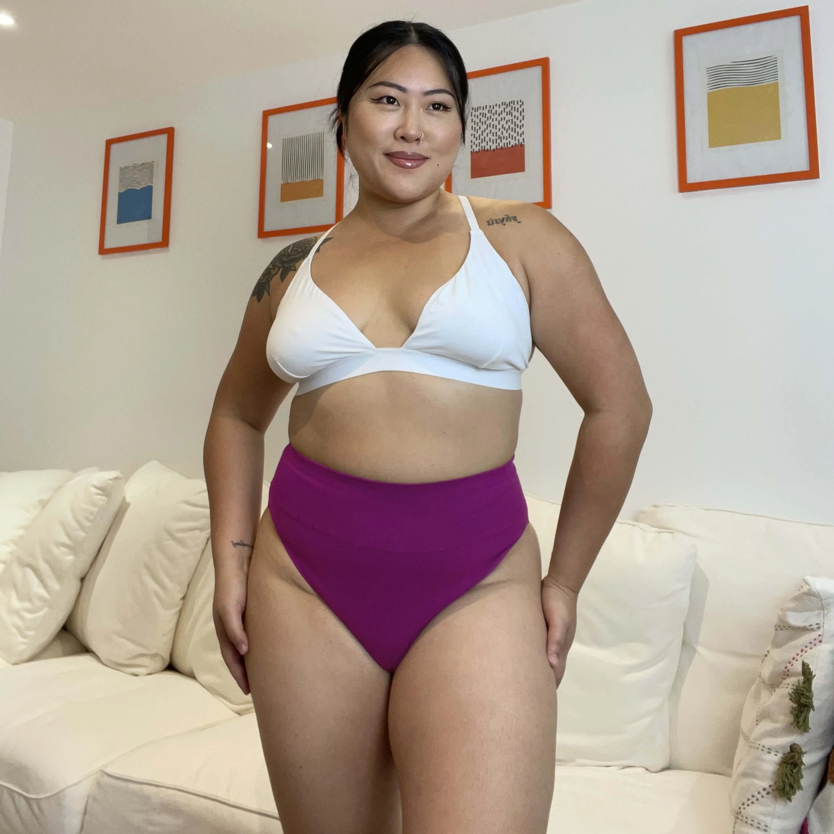 Organic Cotton Super High Leg Knickers - Figgy Pudding - Image 2