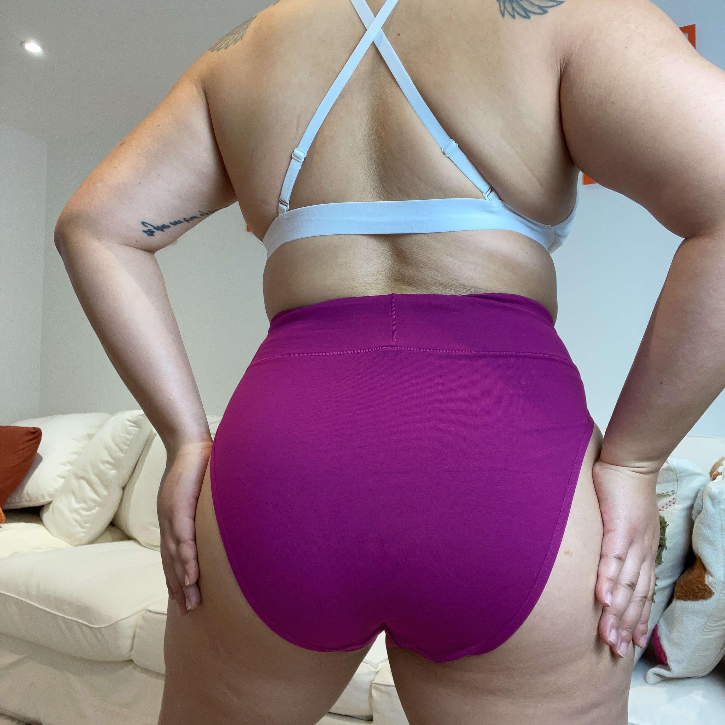 Organic Cotton Super High Leg Knickers - Figgy Pudding - Image 5