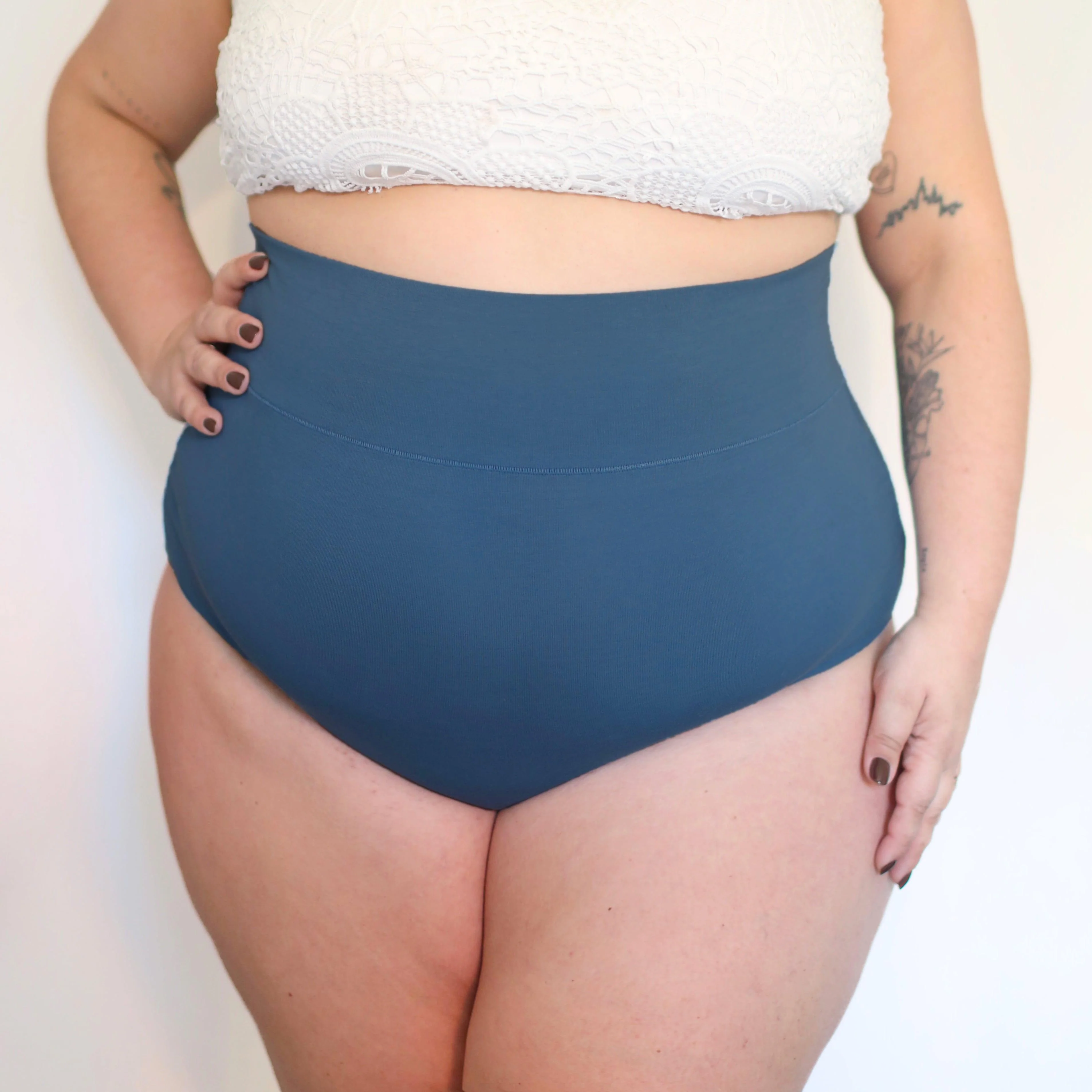 Organic Cotton Super High Waist Knickers - Denim - Image 11