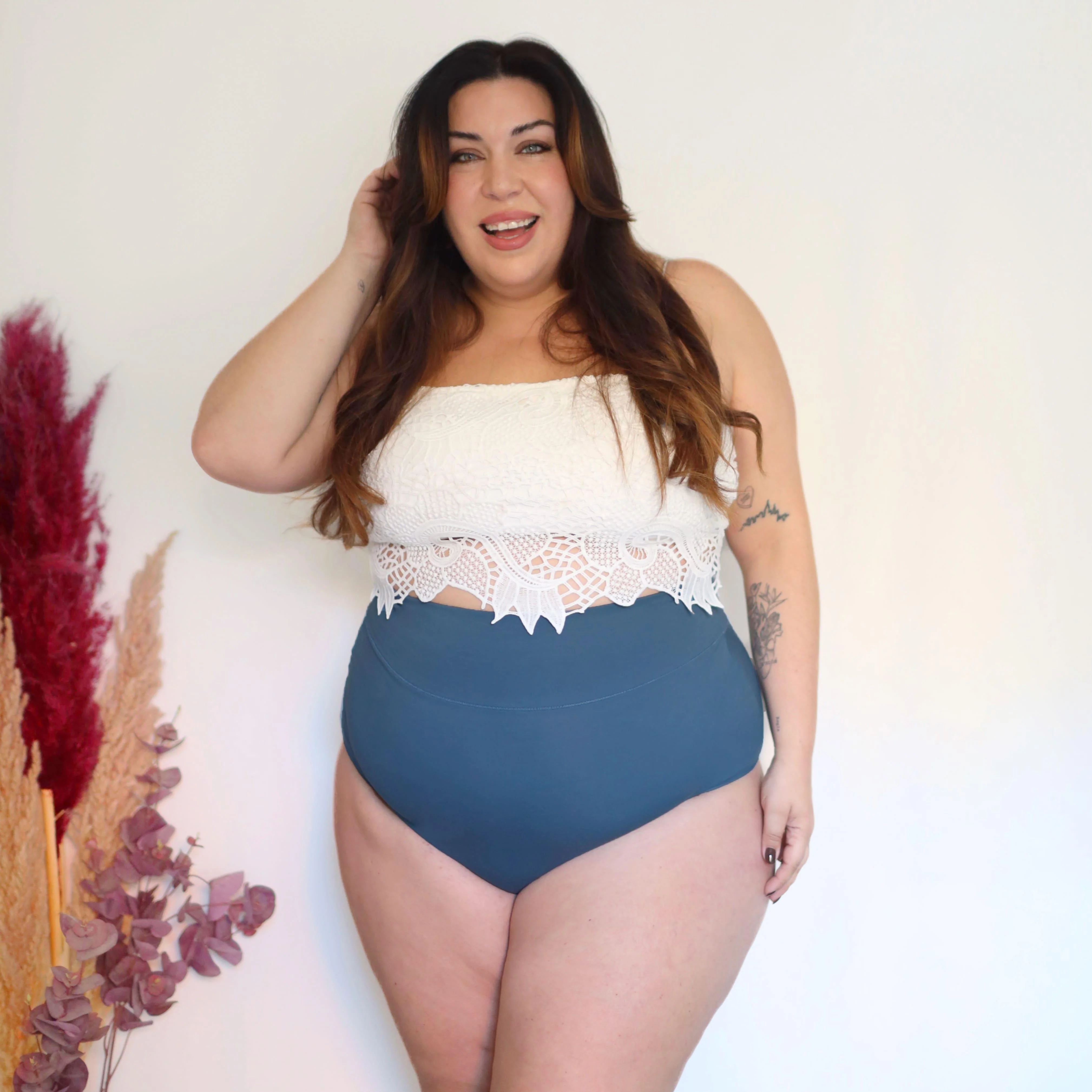 Organic Cotton Super High Waist Knickers - Denim - Image 3